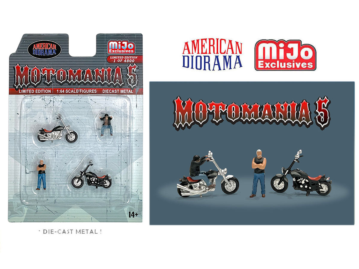 American Diorama 1/64 Scale Model Figures Set - Motomania 5 MIJO Exclusives for Diecast Car Displays & Miniature Scenes