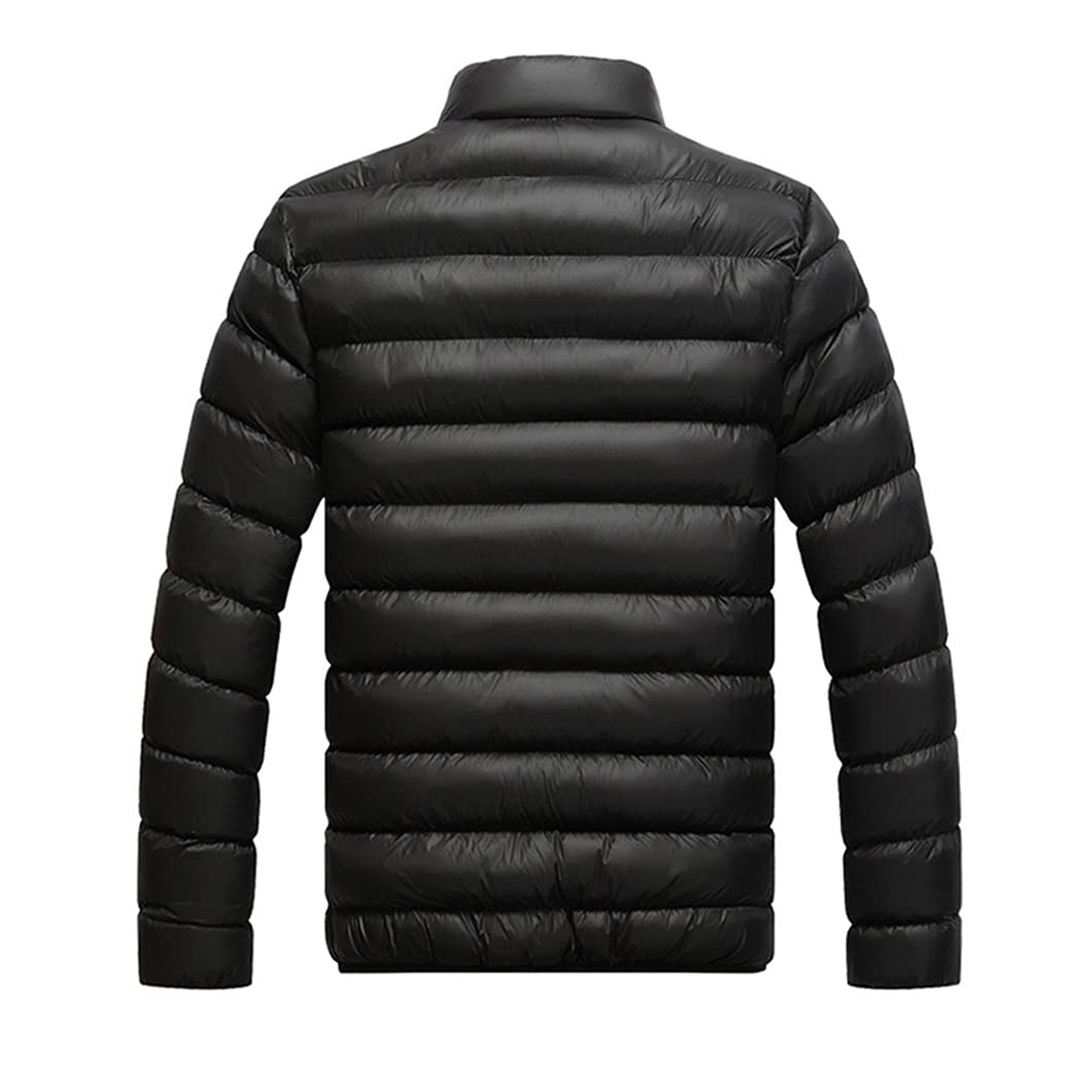 Men's Winter & Autumn Thick Padded Down Jacket with Stand Collar - Warm Zippered Outerwear for Cold Weather Hiking, Travel & Daily Commute