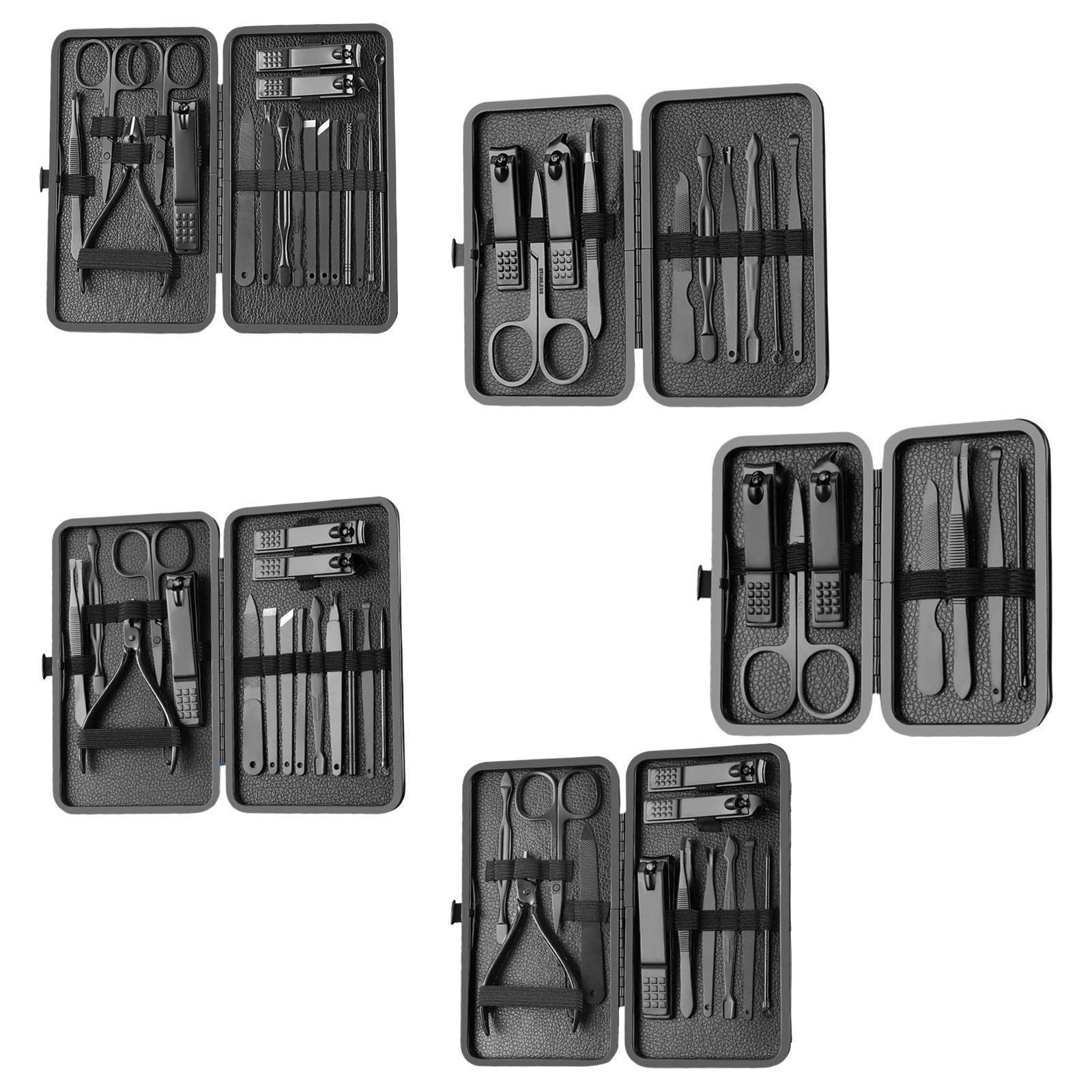 Professional Manicure & Pedicure Kit - 16PCS High Precision Stainless Steel Nail Clippers, Cutters & Scissors Set with Leather Case - Perfect for Home, Salon & Travel Nail Care