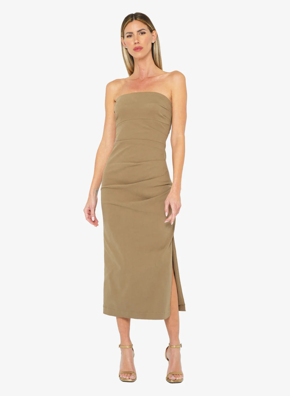 Charlie Dress in Taupe - Elegant Women's Casual Dress for Office, Party & Everyday Wear
