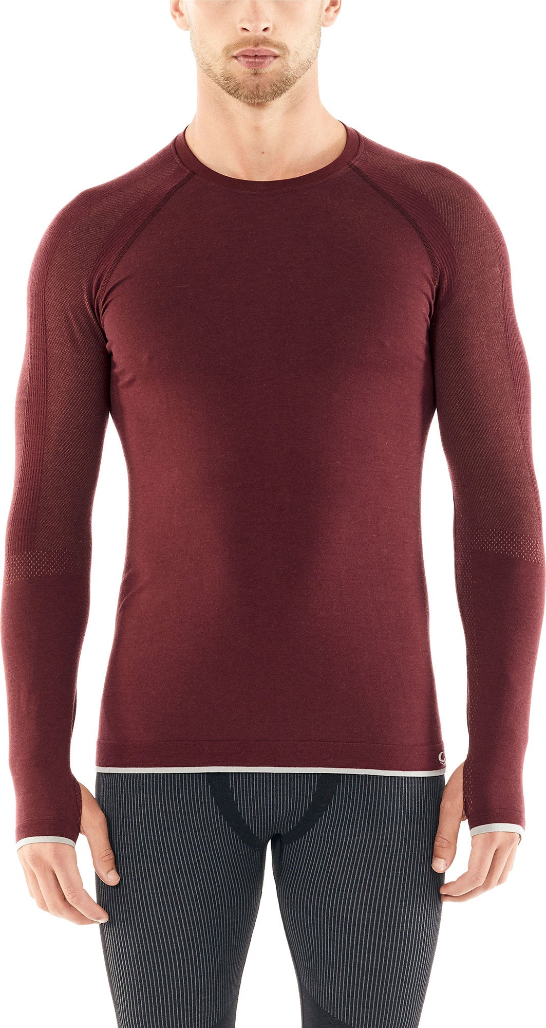 200 Zone Seamless Long Sleeve Base Layer Crew Neck Shirt for Men - Thermal Underwear for Cold Weather, Hiking & Outdoor Activities