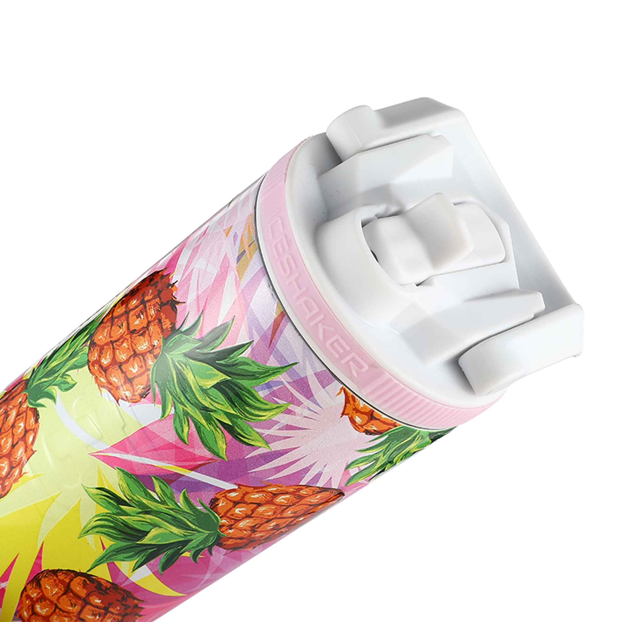 14oz & 20oz Insulated Sports Water Bottle with White Lid and Pineapple Design Band - Perfect for Gym, Hiking, Yoga & Outdoor Activities