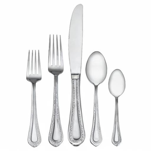 Mikasa Regent Bead 65-Piece 18/10 Stainless Steel Flatware Set for 12 - Elegant Silverware with Serving Utensils for Fine Dining, Weddings & Special Occasions