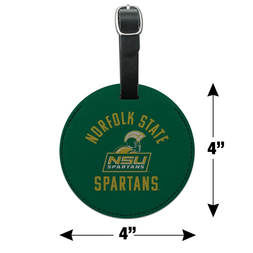 Norfolk State University Spartans Logo Round Leather Luggage Tag & ID Card Holder - Perfect for Travel, Campus Life, and Alumni Events