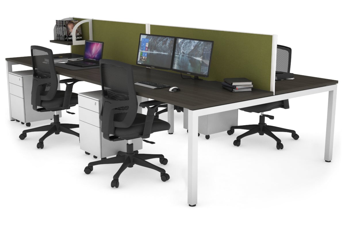 4-Person Office Workstation with Quadro Square Legs - 1800L x 800W Desk with Cable Management Scallop | Perfect for Collaborative Workspaces & Open Office Environments