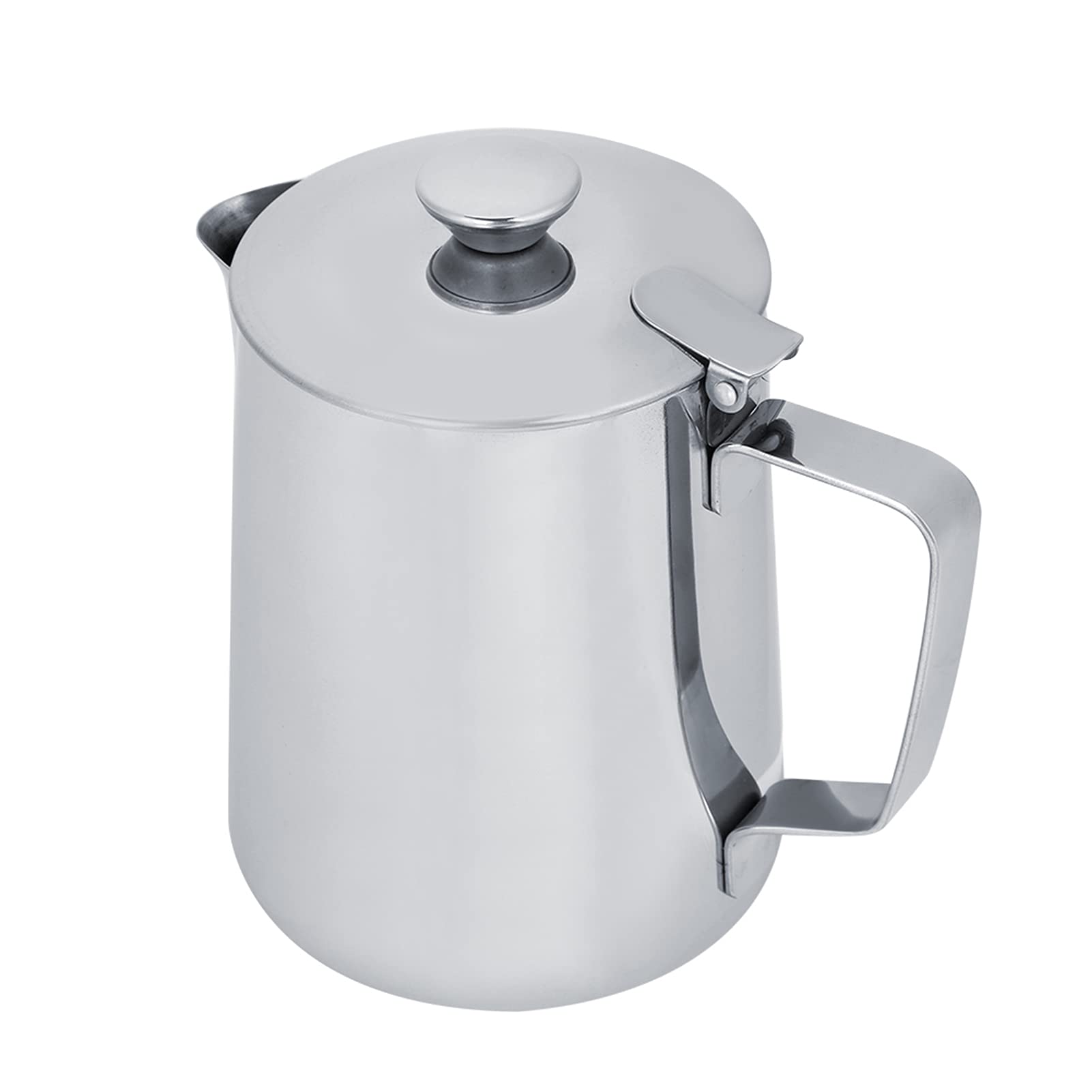 Stainless Steel Milk Frothing Pitcher 12oz 20oz 34oz 68oz (350ml 600ml 1000ml 2000ml) - Barista Coffee Frother Cup with Lid for Latte Art, Cappuccino, Hot Chocolate - Perfect for Home & Professional Coffee Shops