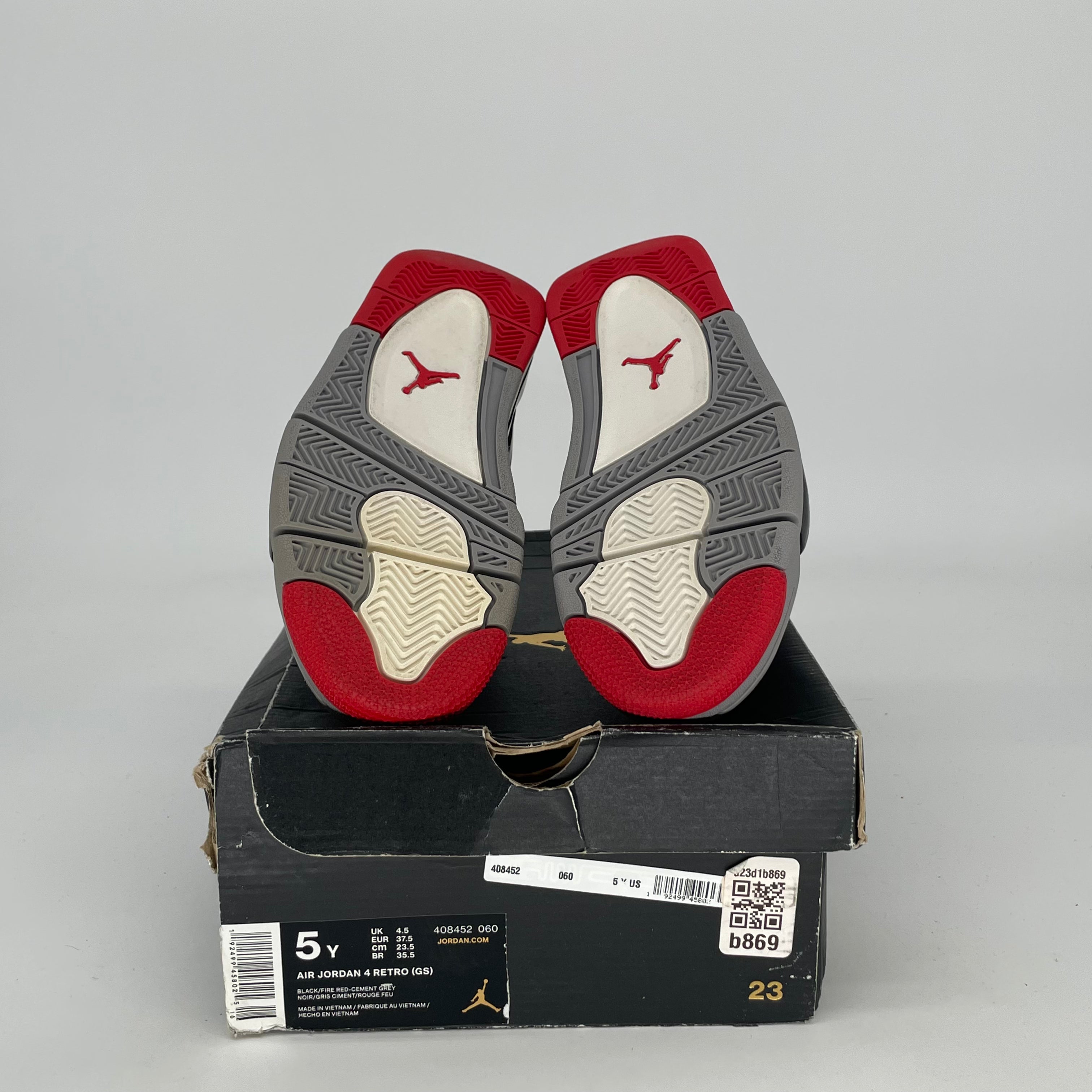 AIR JORDAN 4 BRED Retro (2019) Men's/Women's Size 5/6.5W Black/Red Basketball Shoes 408452-060 - Perfect for Sneaker Collectors & Streetwear Fashion