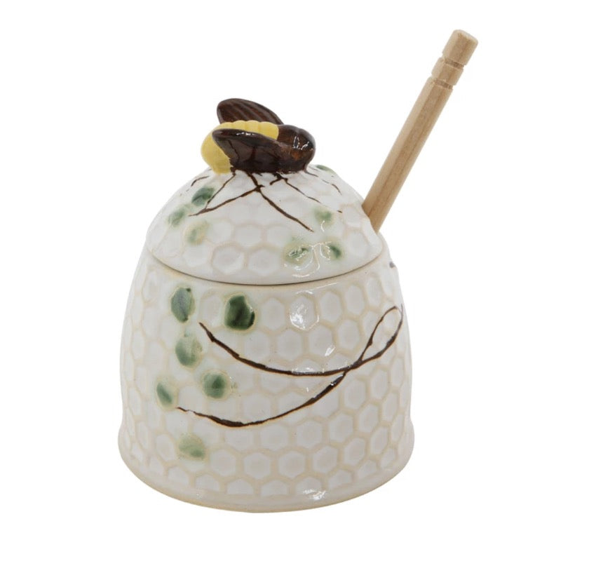 Pure Raw Honey in Glass Jar with Wooden Honey Dipper - Natural Sweetener for Tea, Yogurt & Baking - Perfect Gift for Home & Kitchen Use