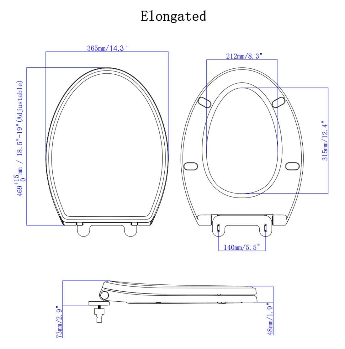 Premium Elongated Toilet Seat with Soft Close Lid - Quick Release & Easy Installation - Non-Slip Bumpers - Easy to Clean White Toilet Seat - Perfect for Bathroom, Home & Office Use