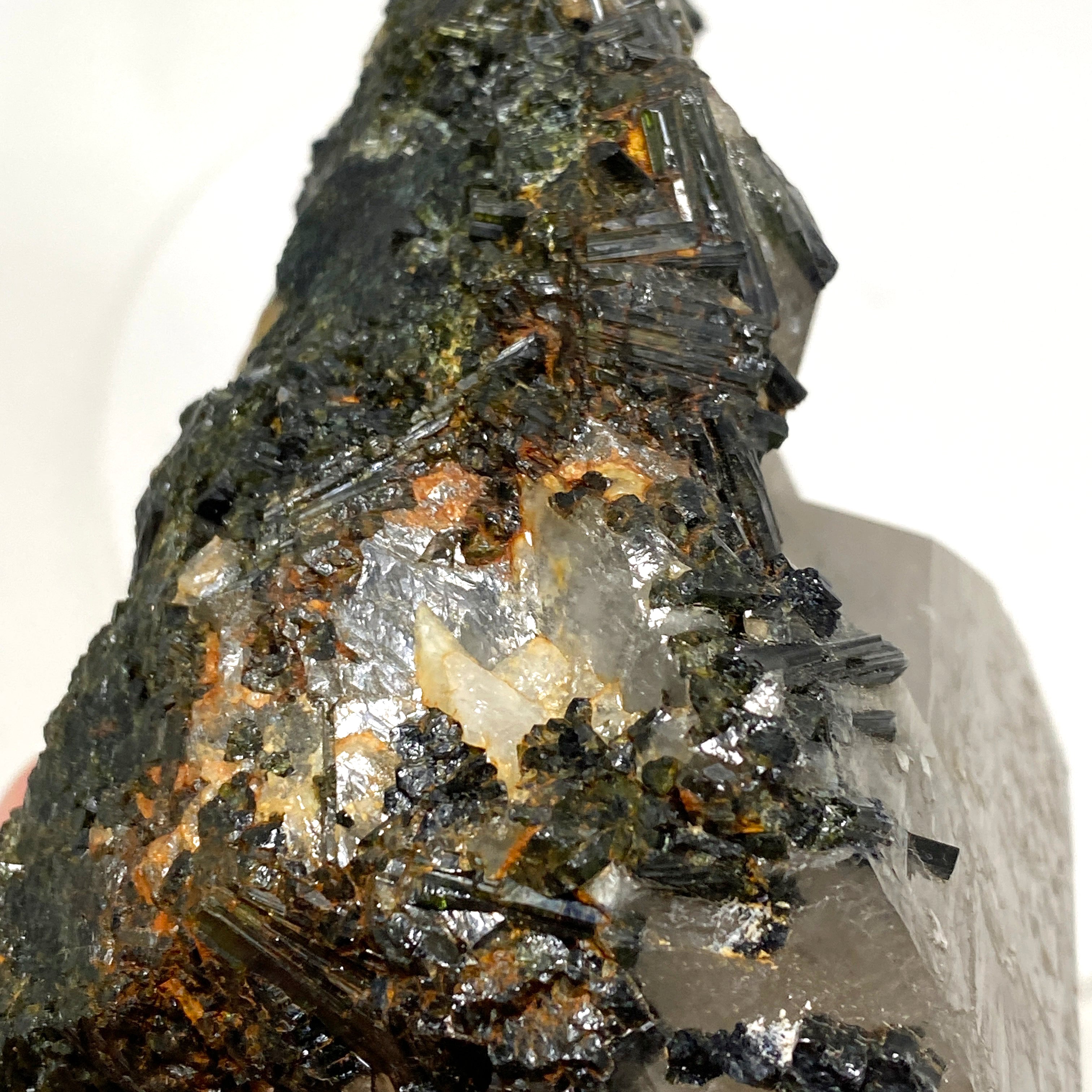 Natural Green Tourmaline in Smokey Quartz Large Healing Crystal - SQGT 01 for Meditation, Energy Work & Home Decor