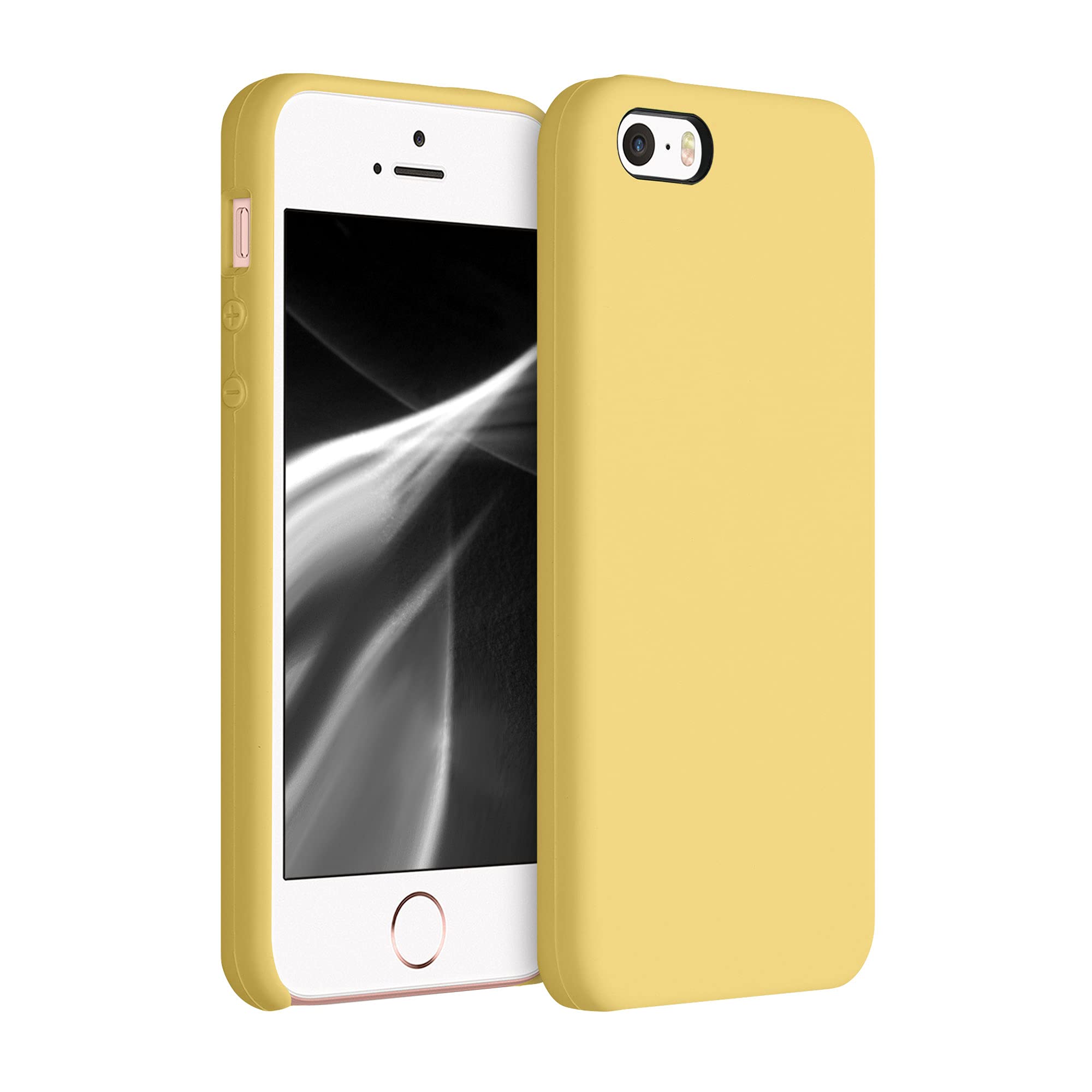 kwmobile Soft TPU Silicone Phone Case for Apple iPhone SE (1st Gen 2016) / iPhone 5 / iPhone 5S - Smooth Yellow Protective Cover | Perfect for Everyday Use, Work & Travel