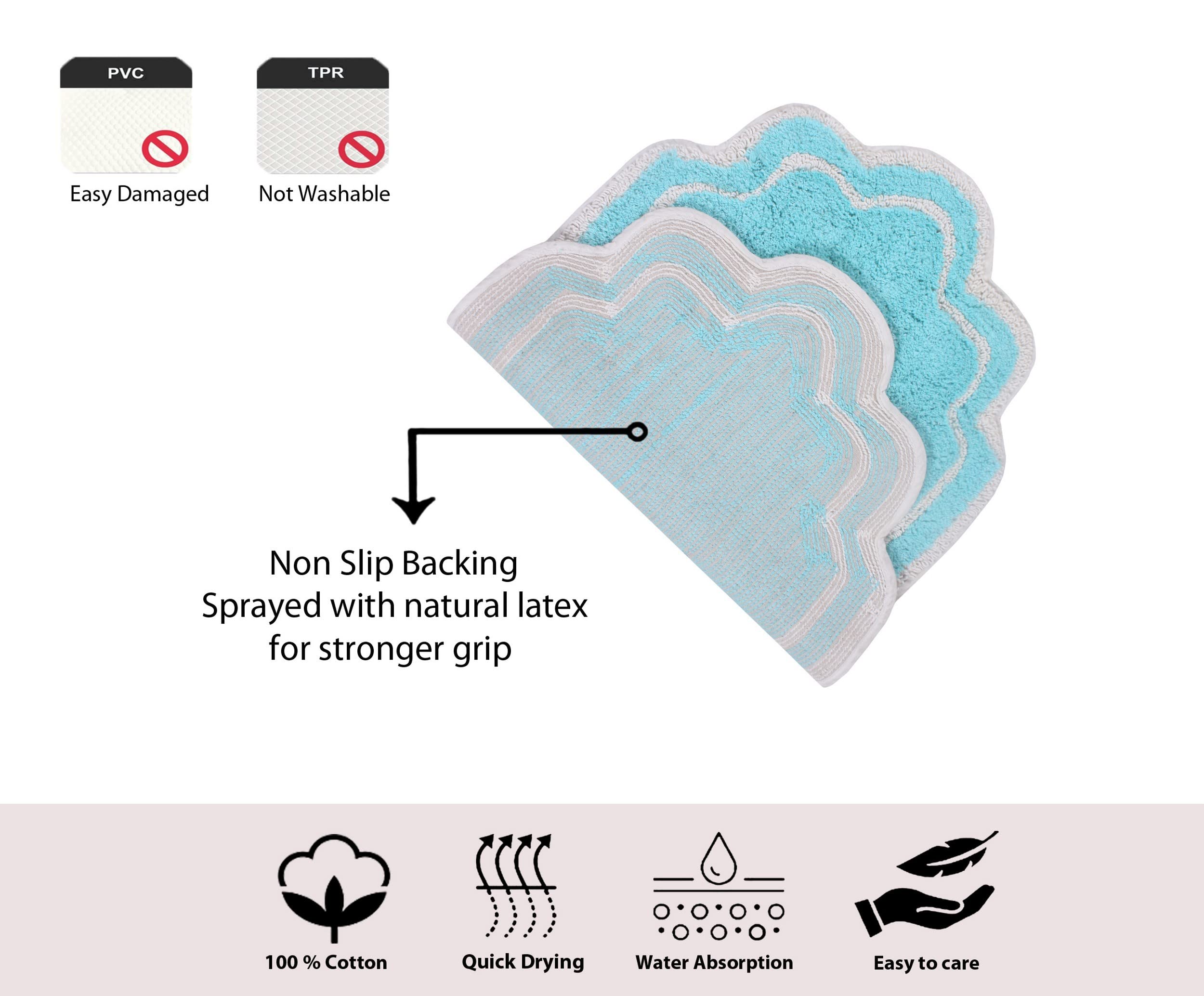 Premium U-Shaped Contour Toilet Rug - Extra Thick Non-Slip Bath Mat, 100% Cotton Soft & Absorbent, Machine Washable 20