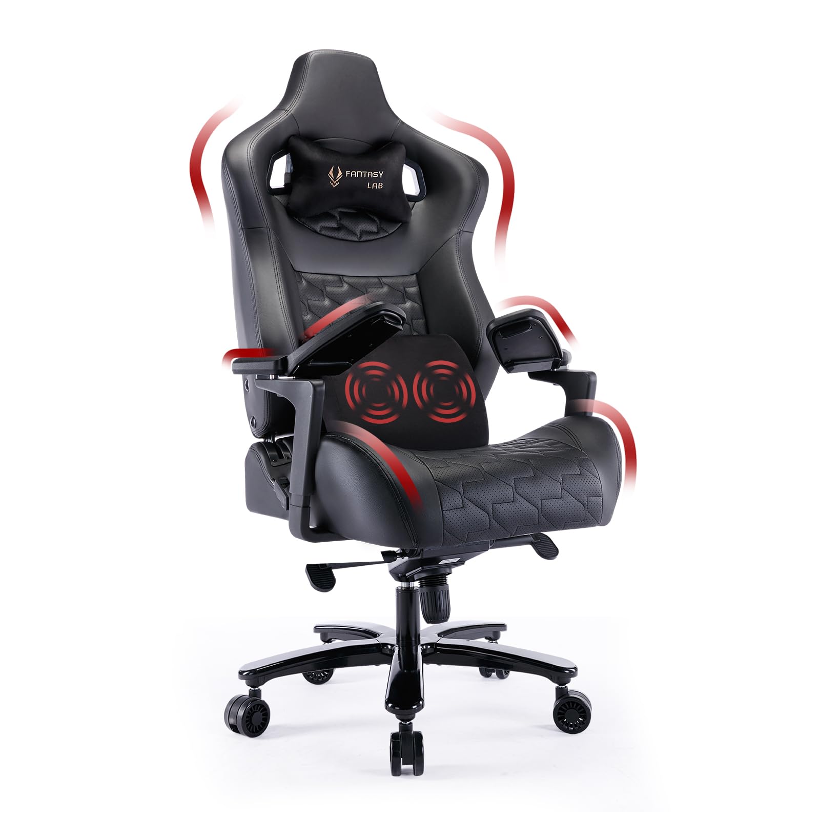 Fantasylab Big and Tall Gaming Chair - Heavy Duty 450lbs Capacity Ergonomic Office Chair with 6D Adjustable Armrests, Lumbar Support Pillow & Headrest - Adjustable Computer Gaming Chair for Large Adults | Perfect for Home Office, Gaming Setup & Workstation