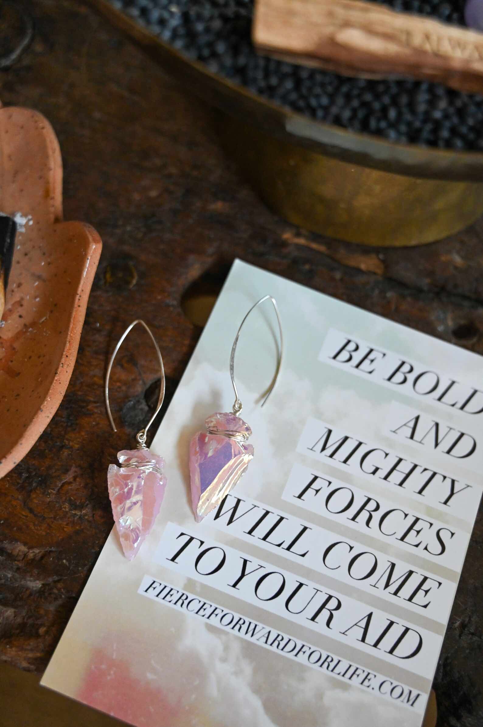 Heart Centered Angel Aura Quartz Earrings - Elegant Crystal Healing Jewelry for Women, Spiritual Gifts, Meditation & Energy Balancing Accessories