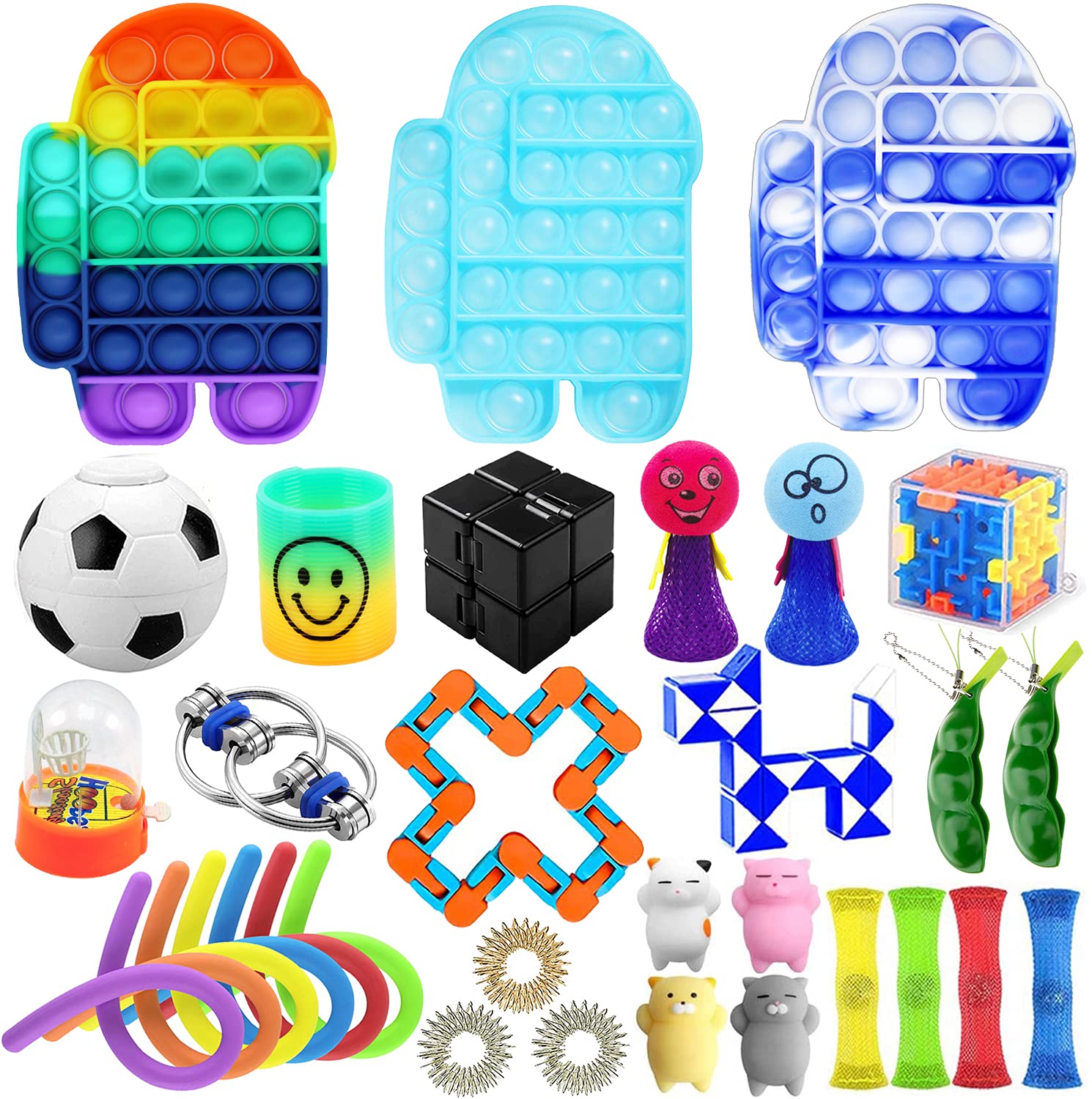 Russellfield 32-Piece Sensory Fidget Toys Set - Stress Relief & Anti-Anxiety Tools for Kids & Adults - Squeeze Toys for Birthday Parties, Classrooms & ADHD Focus - Random Colors (Astronaut Theme) - Perfect for Home, Office & Travel Relaxation