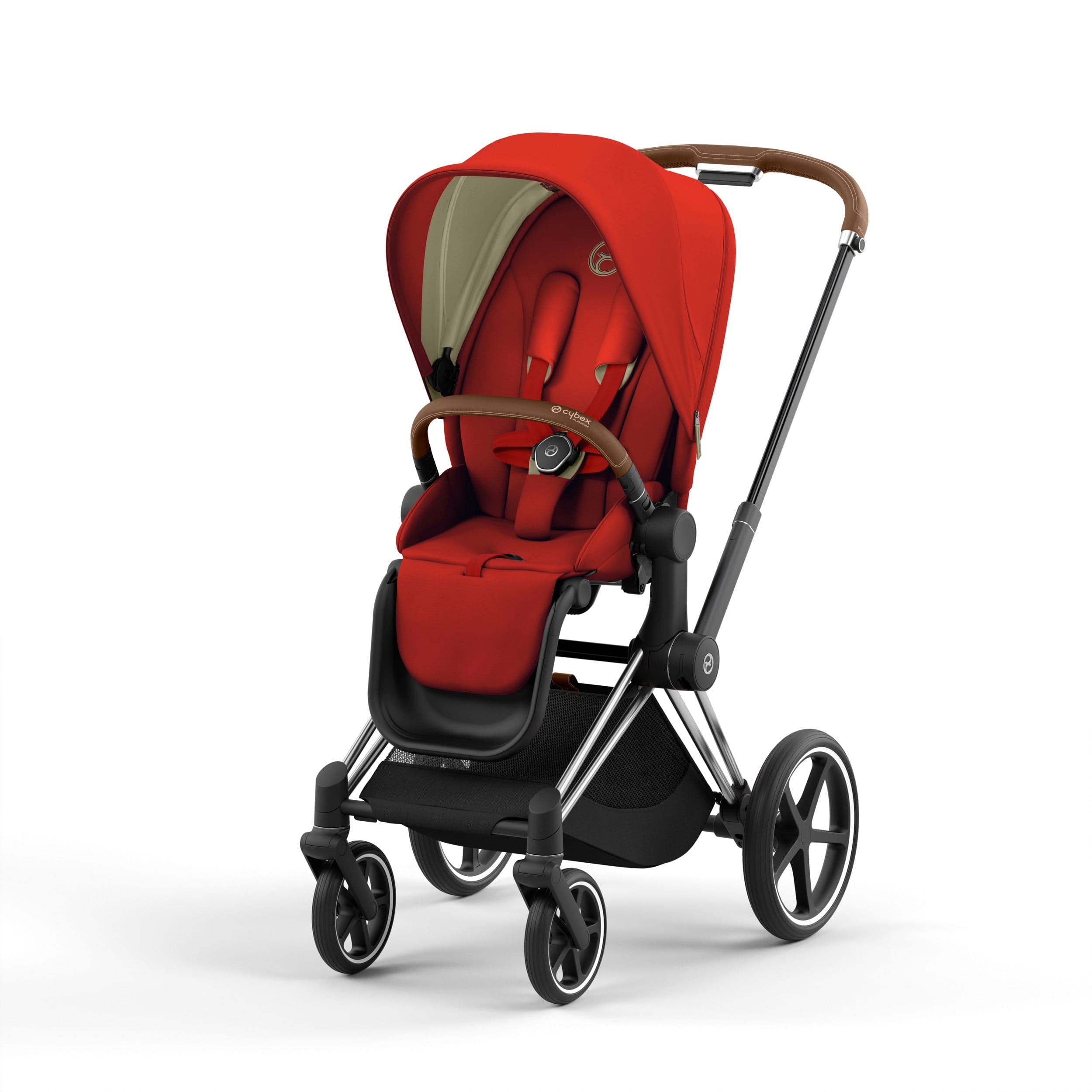 Cybex Priam 4 Complete Stroller - Chrome/Brown Luxury Baby Stroller with All-Wheel Suspension | Perfect for City Walks, Travel & Everyday Use