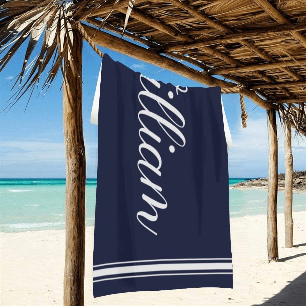 Custom Personalized Beach Towels for Men & Adults - Quick Dry Duck Blue Towel with Name - Perfect for Pool, Beach, Vacation & Summer Gifts