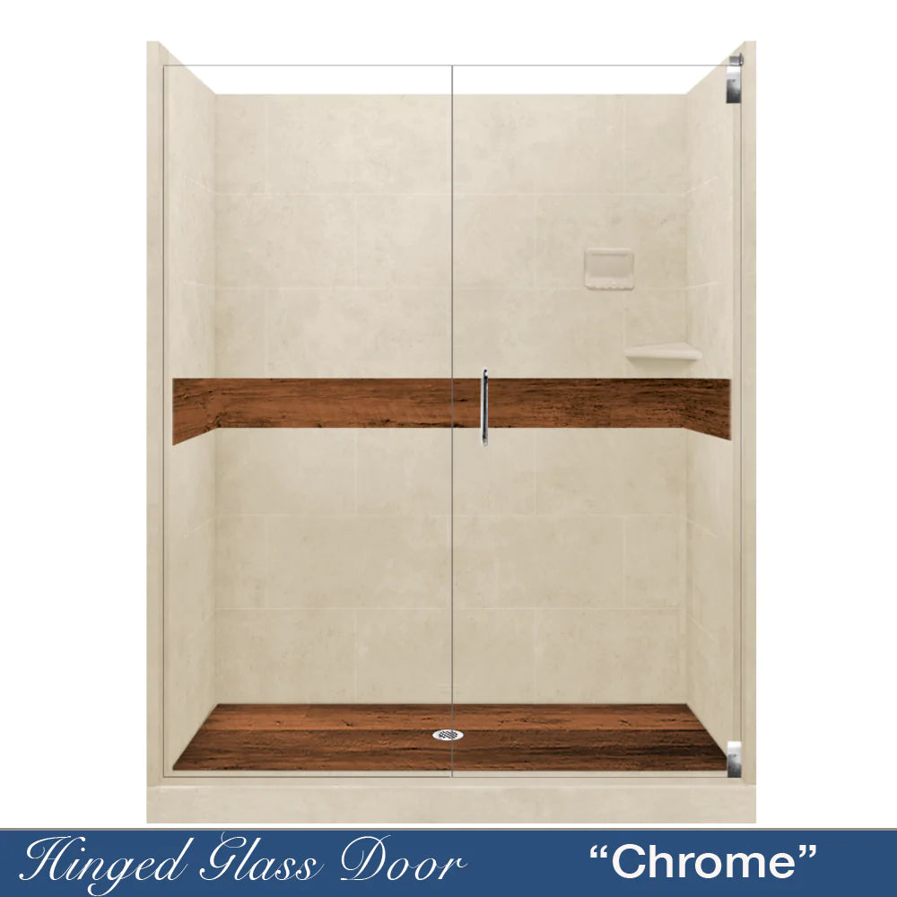Lifeproof Burnt Oak Desert Sand 60-Inch Alcove Stone Shower Enclosure Kit - Waterproof Bathroom Upgrade for Modern Homes