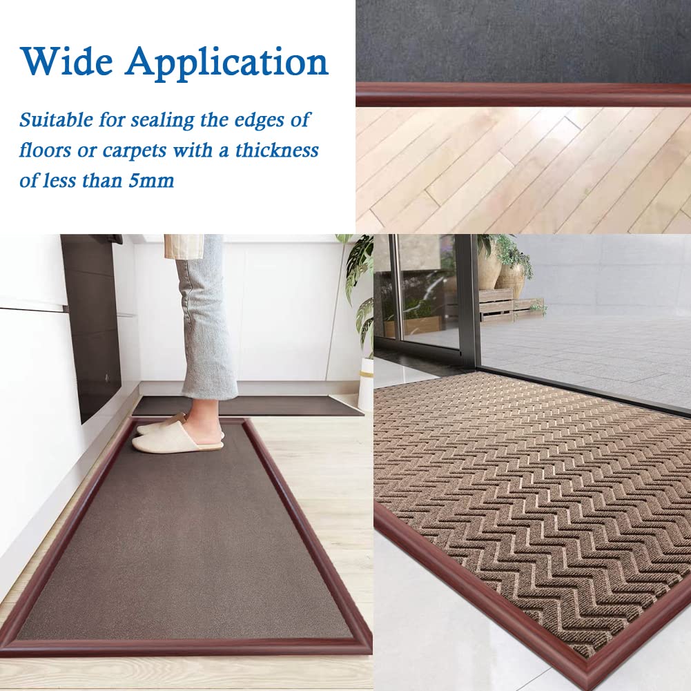 Self-Adhesive PVC Floor Transition Strip - 10Ft Wood Grain Coffee for Carpet & Hard Flooring - Threshold Height Under 5mm - Perfect for Doorways, Hallways & Room Dividers