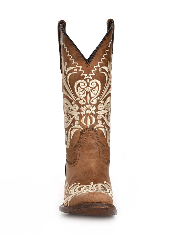 Circle G L5409 Women's Western Embroidery Square Toe Cowgirl Boots in Tan - Perfect for Rodeo, Country Dancing & Casual Wear