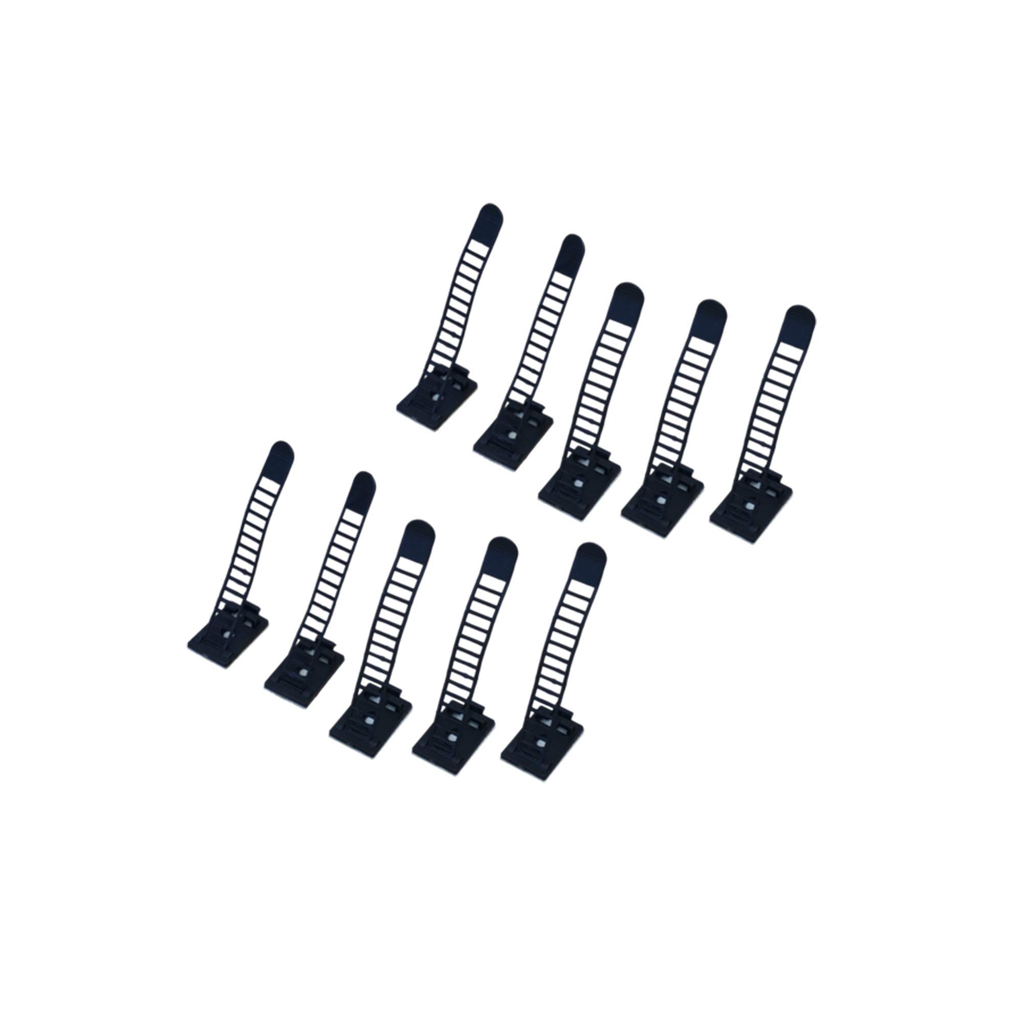 Progressive Automations 10-Pack Black Adhesive Buckle Cable Ties - Heavy Duty Fastening Solution for Home, Office & DIY Projects