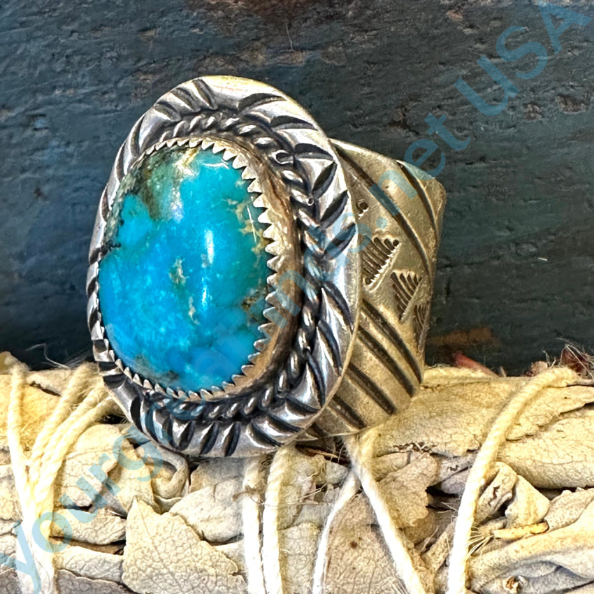 Sterling Silver Navajo Turquoise Ring by George Phillips - Size 12.5 | Handmade Native American Jewelry for Women & Men - Perfect for Weddings, Gifts & Boho Fashion