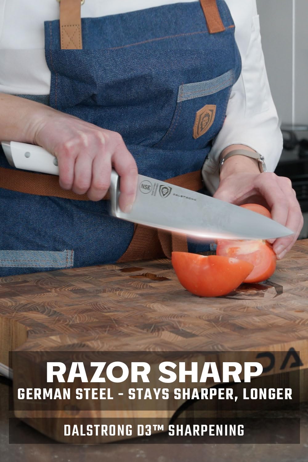 Dalstrong Gladiator Series Elite 18-Piece Stainless Steel Knife Set with Acacia Wood Block - High Carbon German Steel Knives with White Handles - NSF Certified - Perfect for Home Chefs, Cooking Enthusiasts & Valentine's Gift for Men - Ideal for Professional Kitchens, Holiday Cooking & Gourmet Meal Preparation