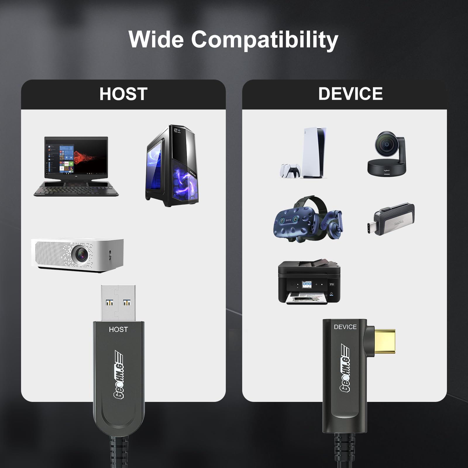 10M Active Optical USB 3.2 Gen 2 Cable (10Gbps) - 90° Right Angle USB-A to USB-C Fiber Optic Long Distance Cable for VR/AR Headsets, Oculus Quest 2, Webcams, Cameras, Mini PCs - Perfect for Gaming, Streaming & Professional Studio Setups