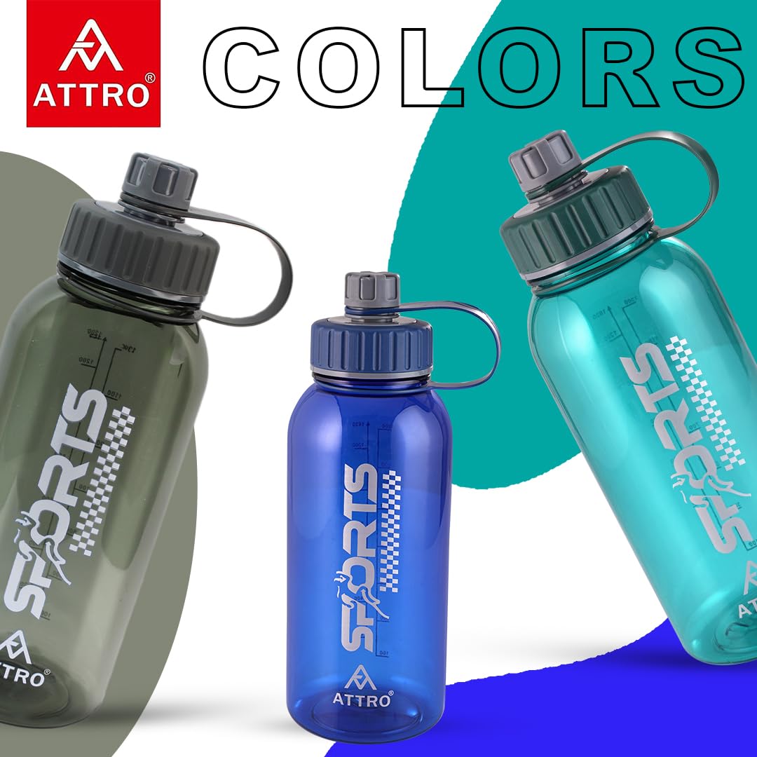 Attro Ranger Gym 1630ml (55oz) BPA-Free Water Bottle with Non-Slip Grip Handle & Measurement Markings - Leak Proof, Ideal for Workouts, Hiking & Daily Hydration - Green