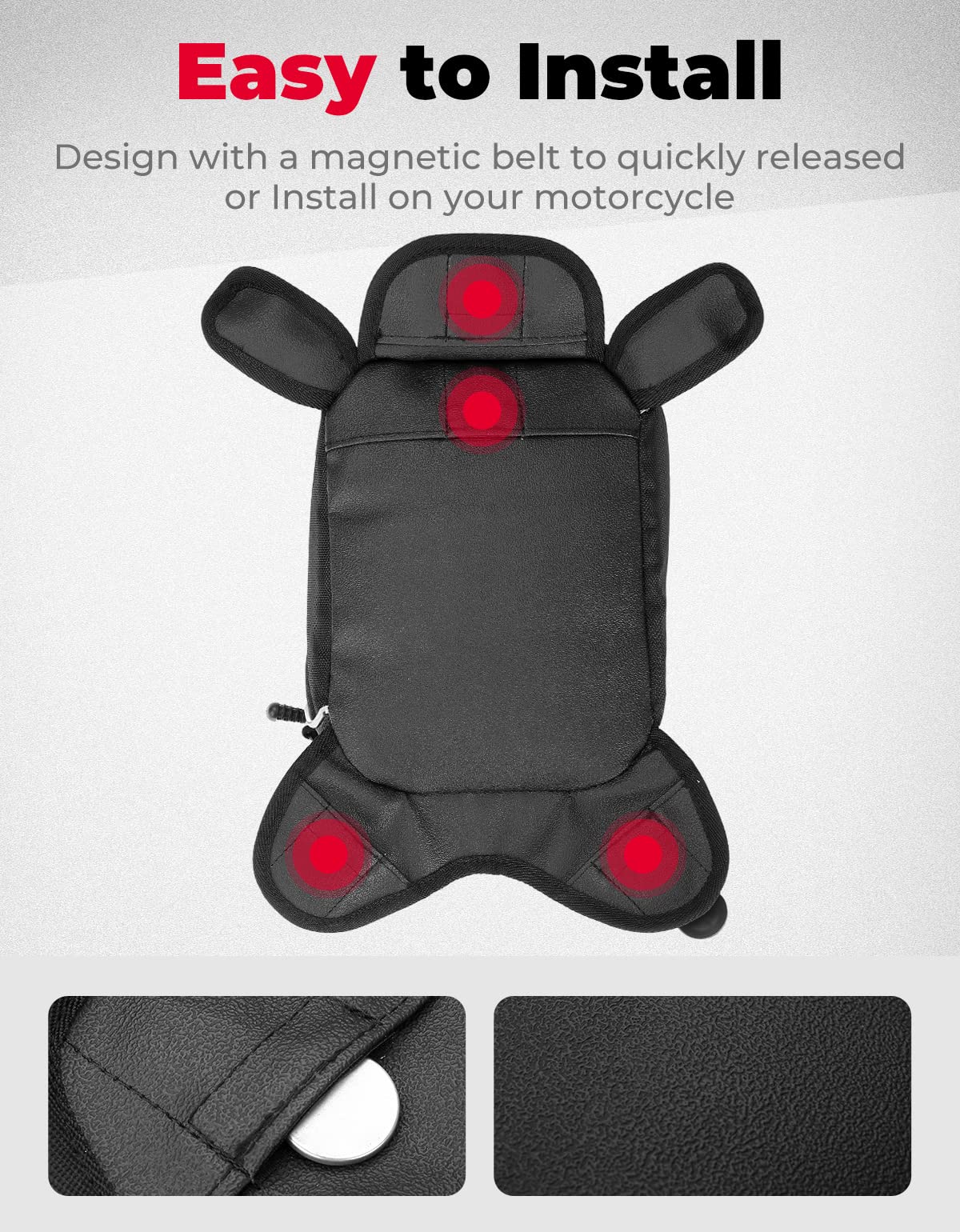 **KEMIMOTO Universal Magnetic Motorcycle Tank Bag - 6.7