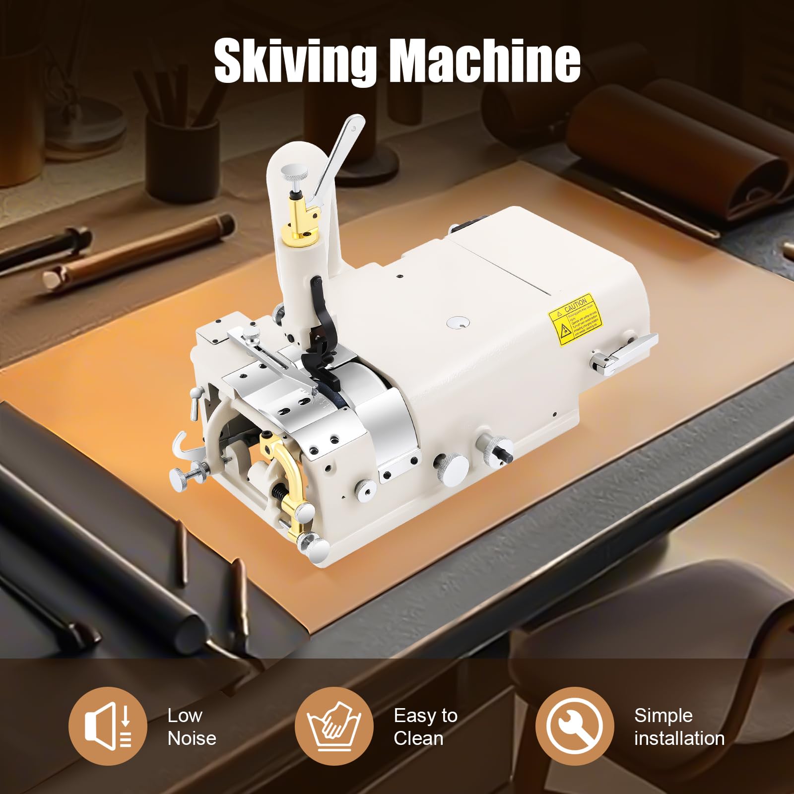 Industrial Electric Leather Skiving Machine SM-801 - 1200RPM Leather Peeler & Edge Skiving Tool for Shoes, Gloves, Belts, Bags - Professional Leather Thinning & Flattening Cutter for DIY & Leathercraft Projects