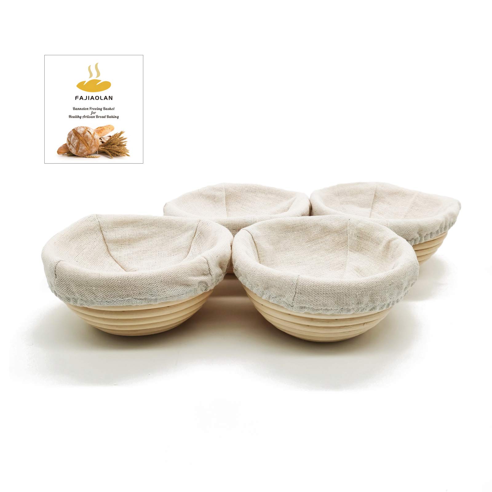 Organic Banneton Bread Proofing Basket Set - 4 Pack Mini Round 5 Inch Sourdough Dough Rising & Fermentation Bowls for Artisan Bread Baking | Perfect for Home Bakers & Professional Kitchens