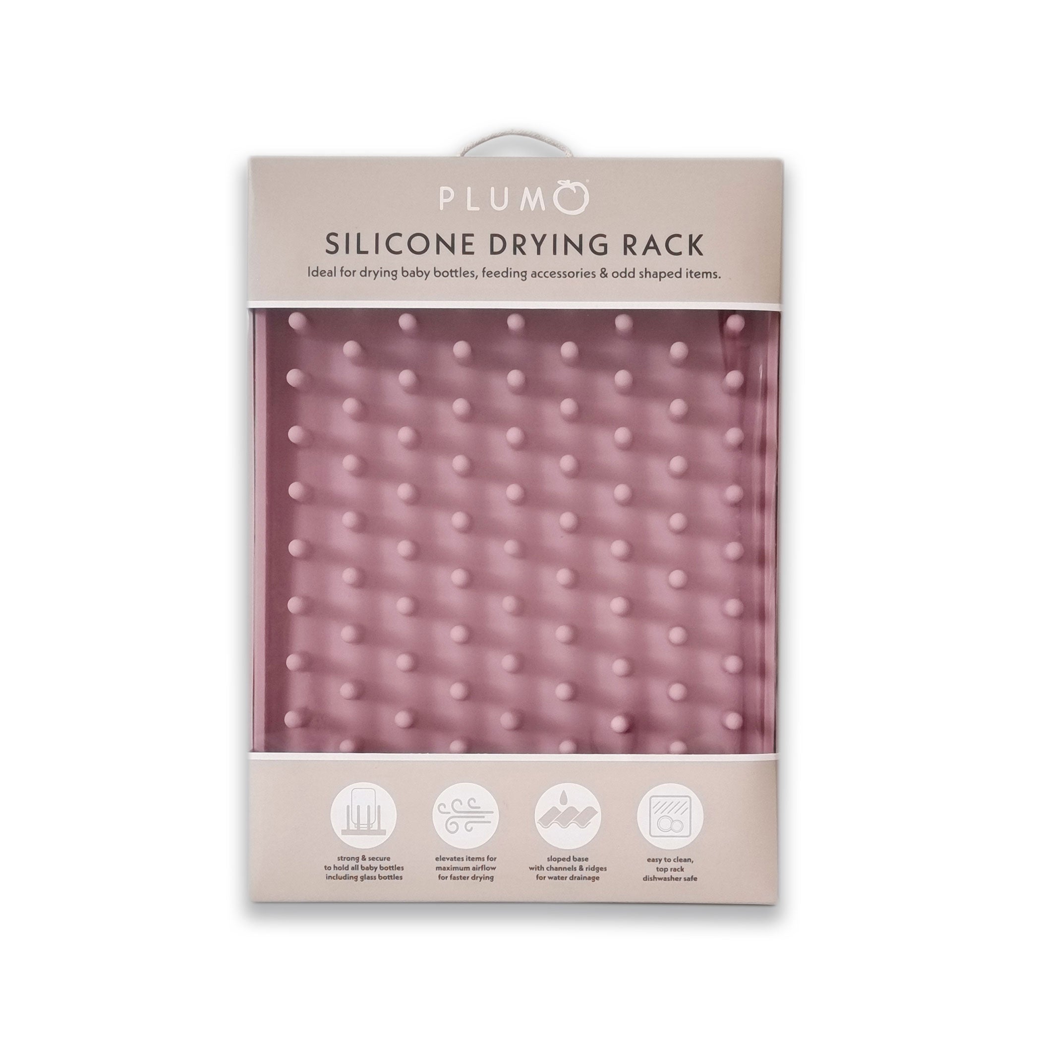 PLUM Silicone Drying Rack for Dishes - Foldable, Space-Saving Kitchen Organizer, Dusty Berry Color - Perfect for Small Kitchens, Countertops & Dish Drying
