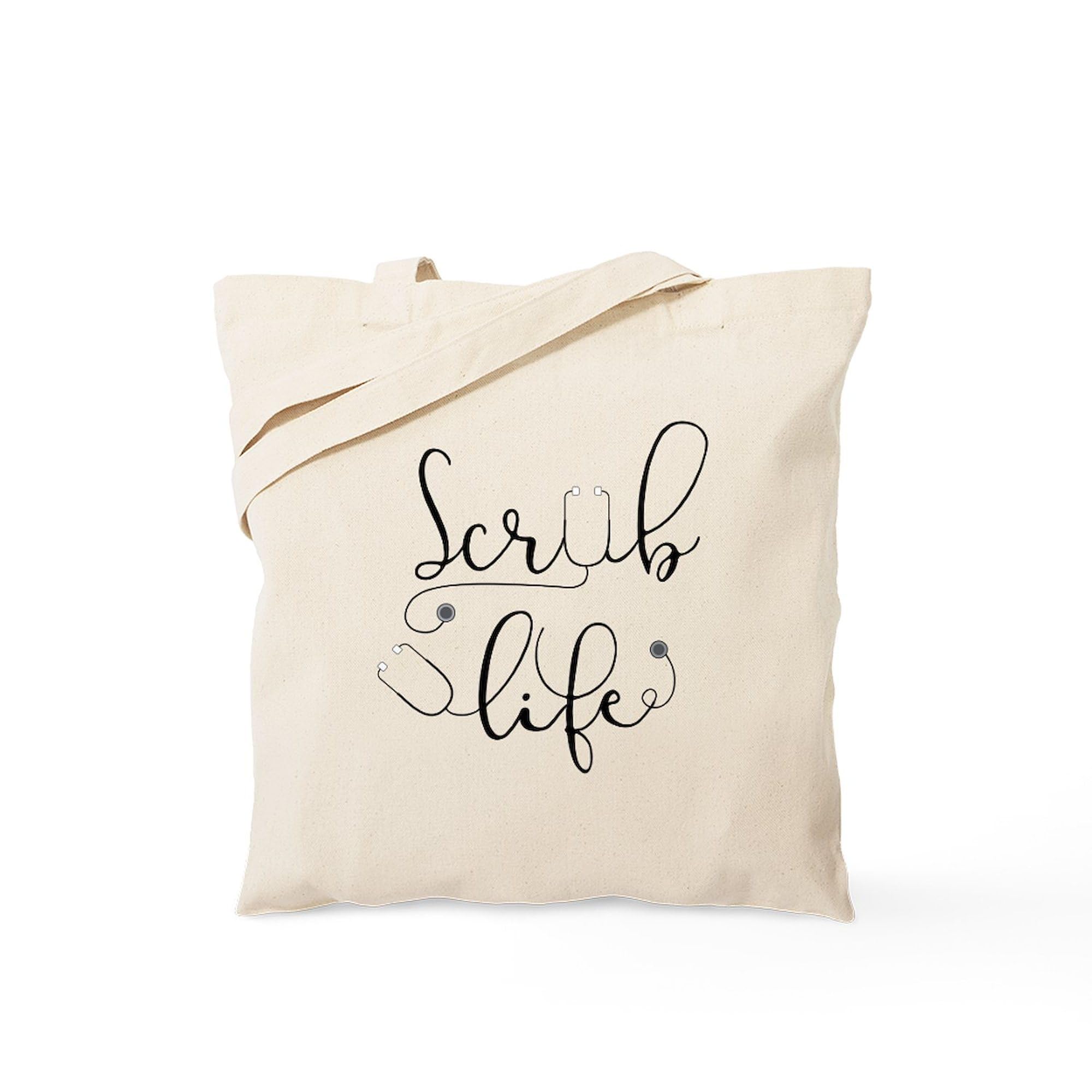 Scrub Life Tote Bag - Natural Canvas Reusable Shopping Bag for Nurses, Doctors & Healthcare Workers - Eco-Friendly Grocery Tote for Work, Hospital & Everyday Use