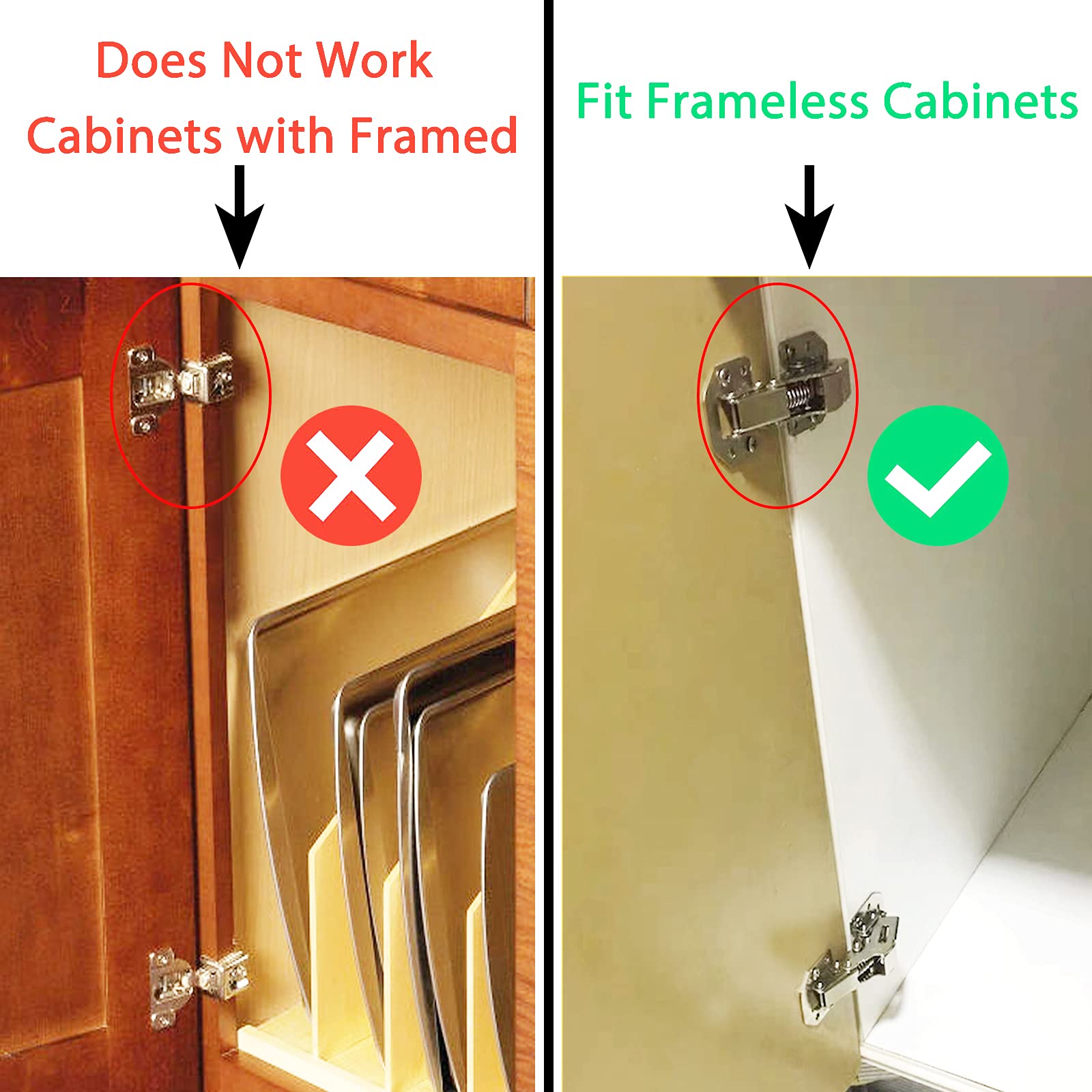 18-Pack Soft Close Hidden Cabinet Door Hinges - Frameless Concealed Surface Mount Hinges with Slow Close Mechanism for Kitchen Cabinets, Bathroom Vanities & Furniture Installation