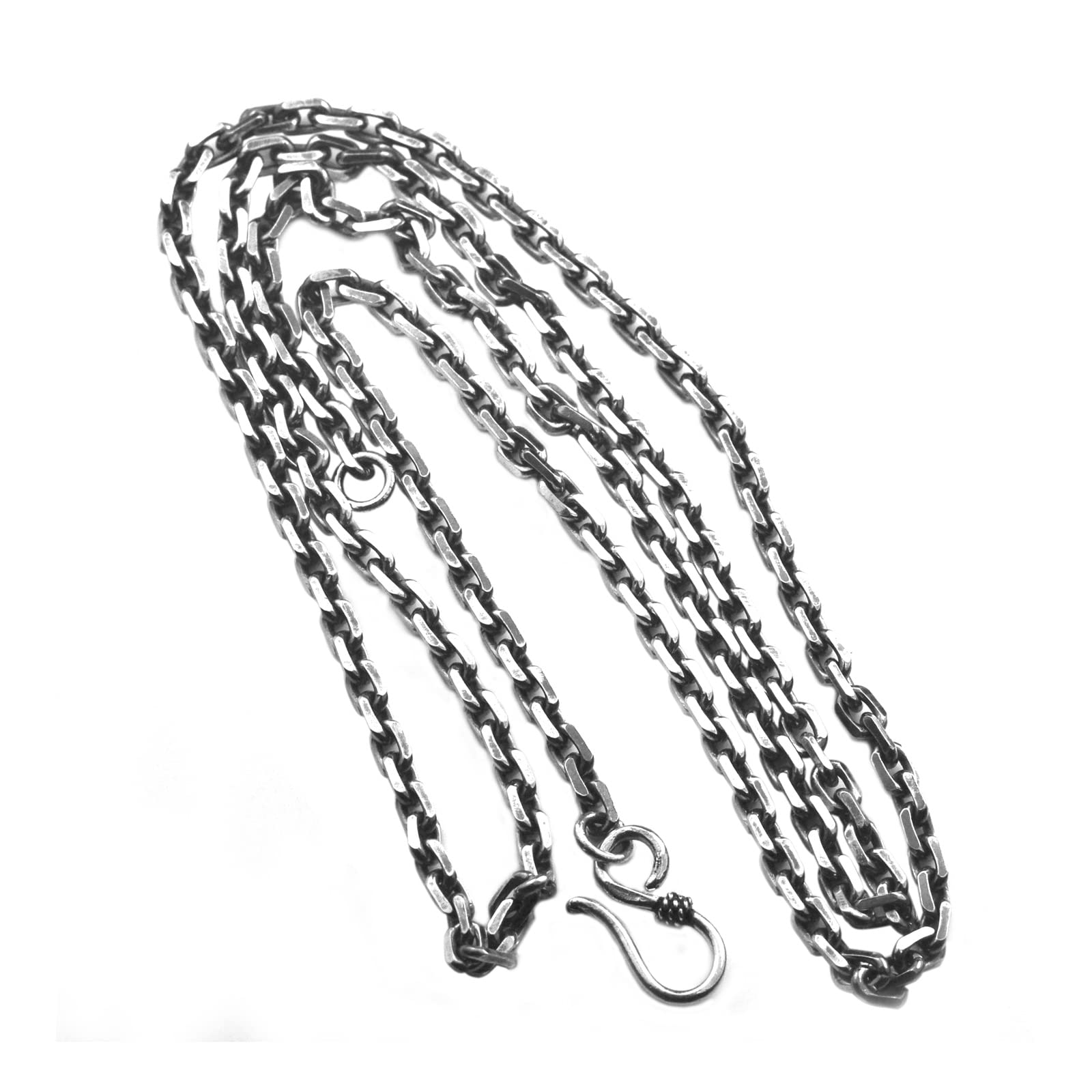 Beydodo Sterling Silver Cable Chain Necklace for Men & Women - 18-28 Inch Adjustable Length, 3mm Width Punk Style Jewelry - Perfect for Gifts, Casual Wear, and Punk Fashion