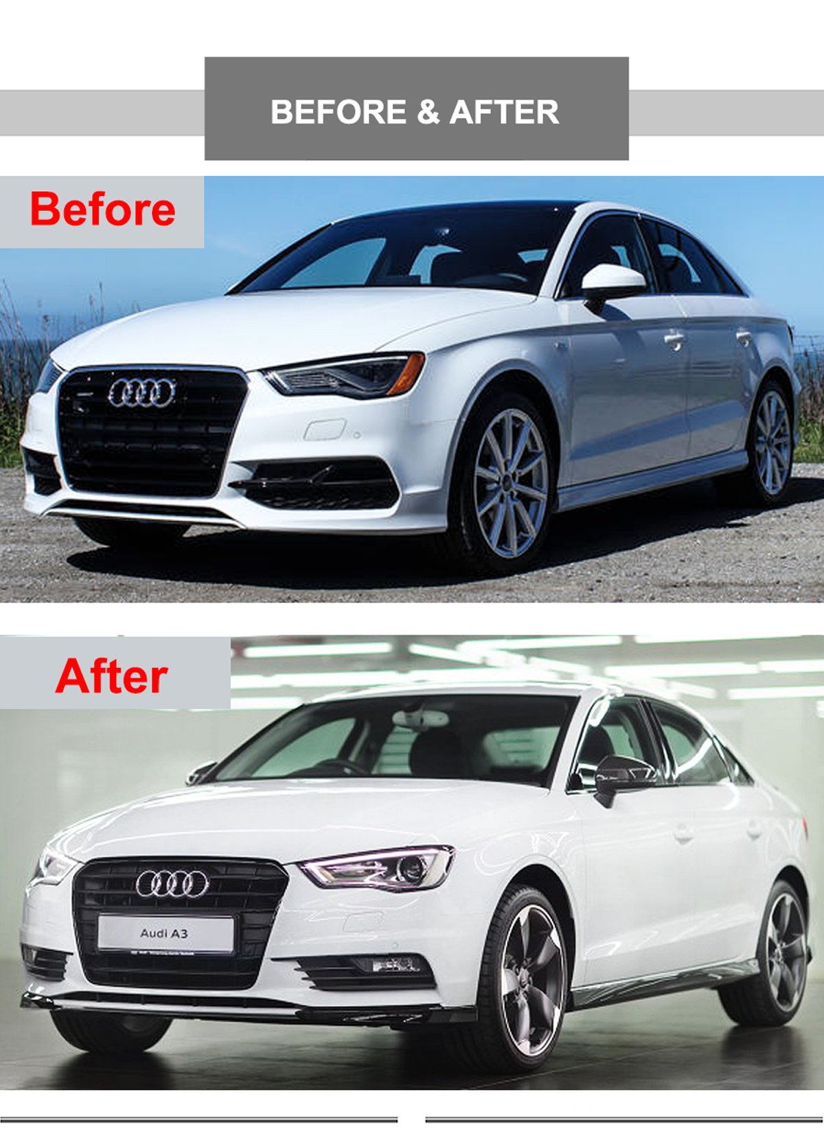 Carbon Fiber Mirror Covers for 2014-2020 Audi A3 S3 RS3 - Replacement Side Mirror Housing with Lane Assist - Lightweight & Durable Upgrade for Sporty Look (Perfect for Street Racing & Car Shows)