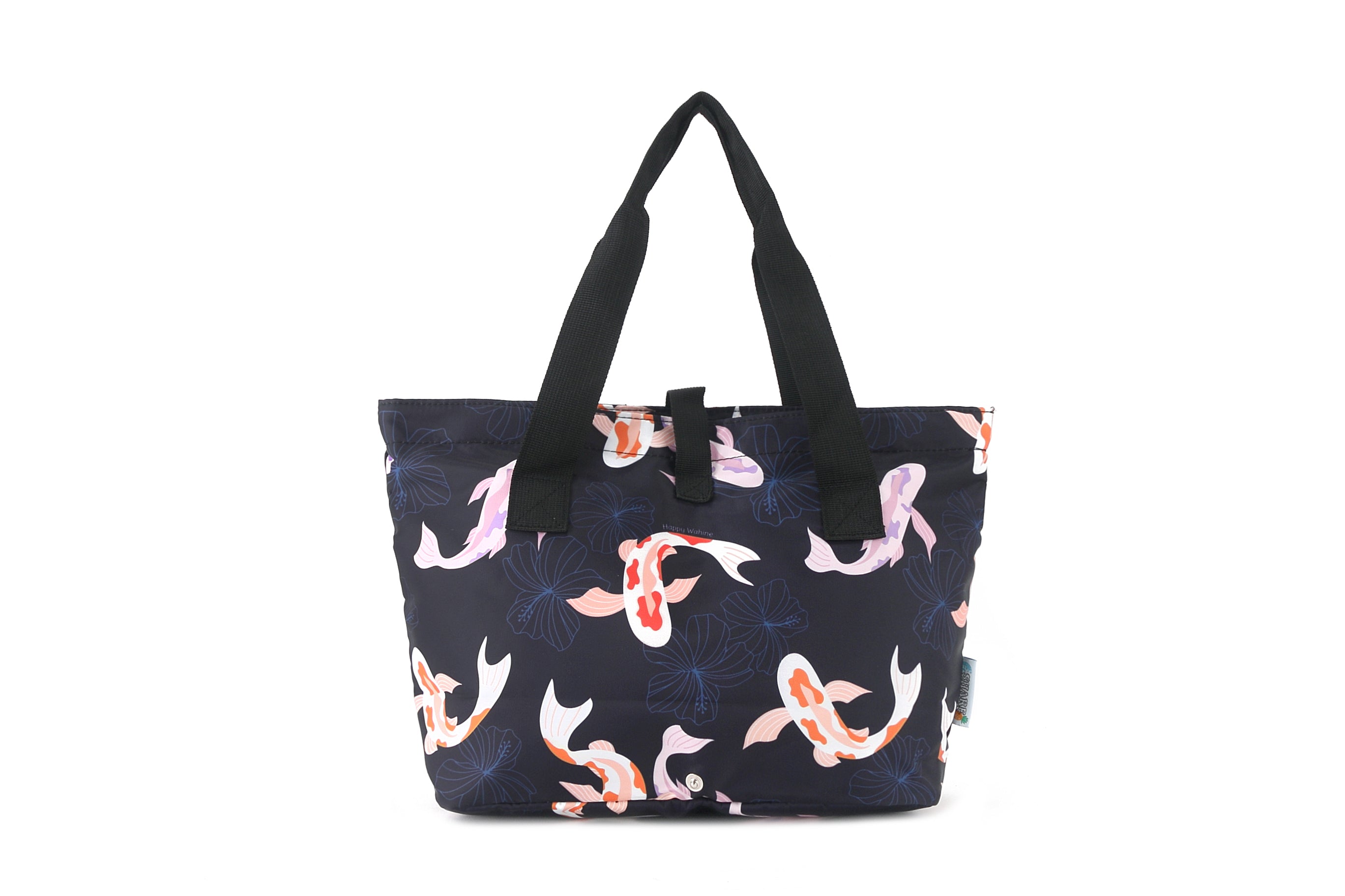 Compact Tote Bag - Jade Koi Navy Blue Design - Perfect for Work, Travel & Everyday Use