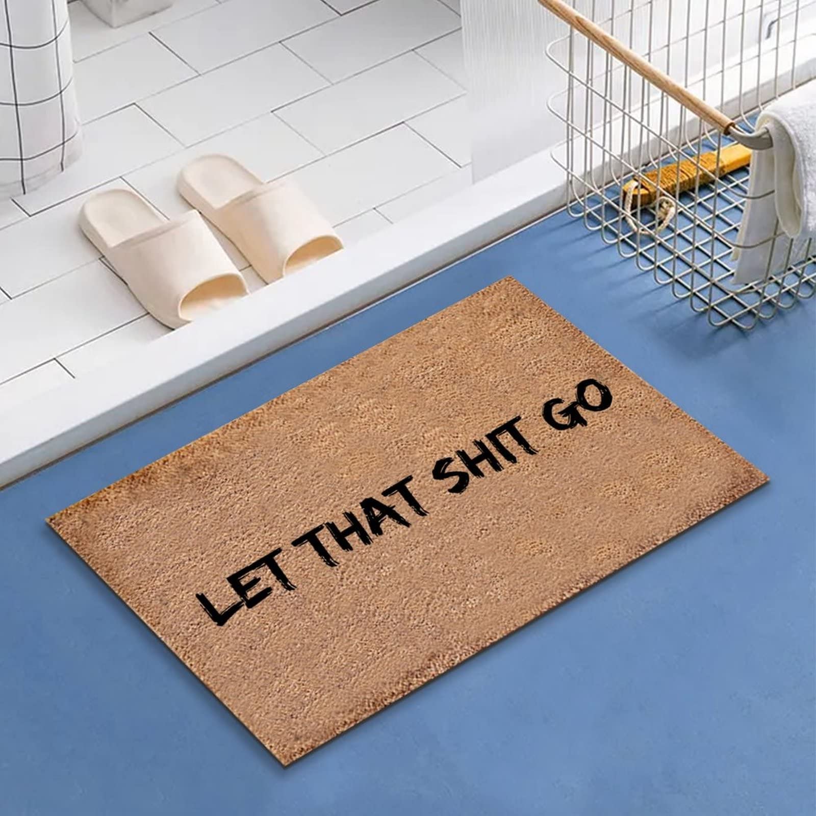 Let It Go Outdoor Doormat - 16x24 Inch Non-Slip Front Door Mat for Entryway, Porch & Patio - Funny Welcome Rug for Home, Apartment & Office Entrance