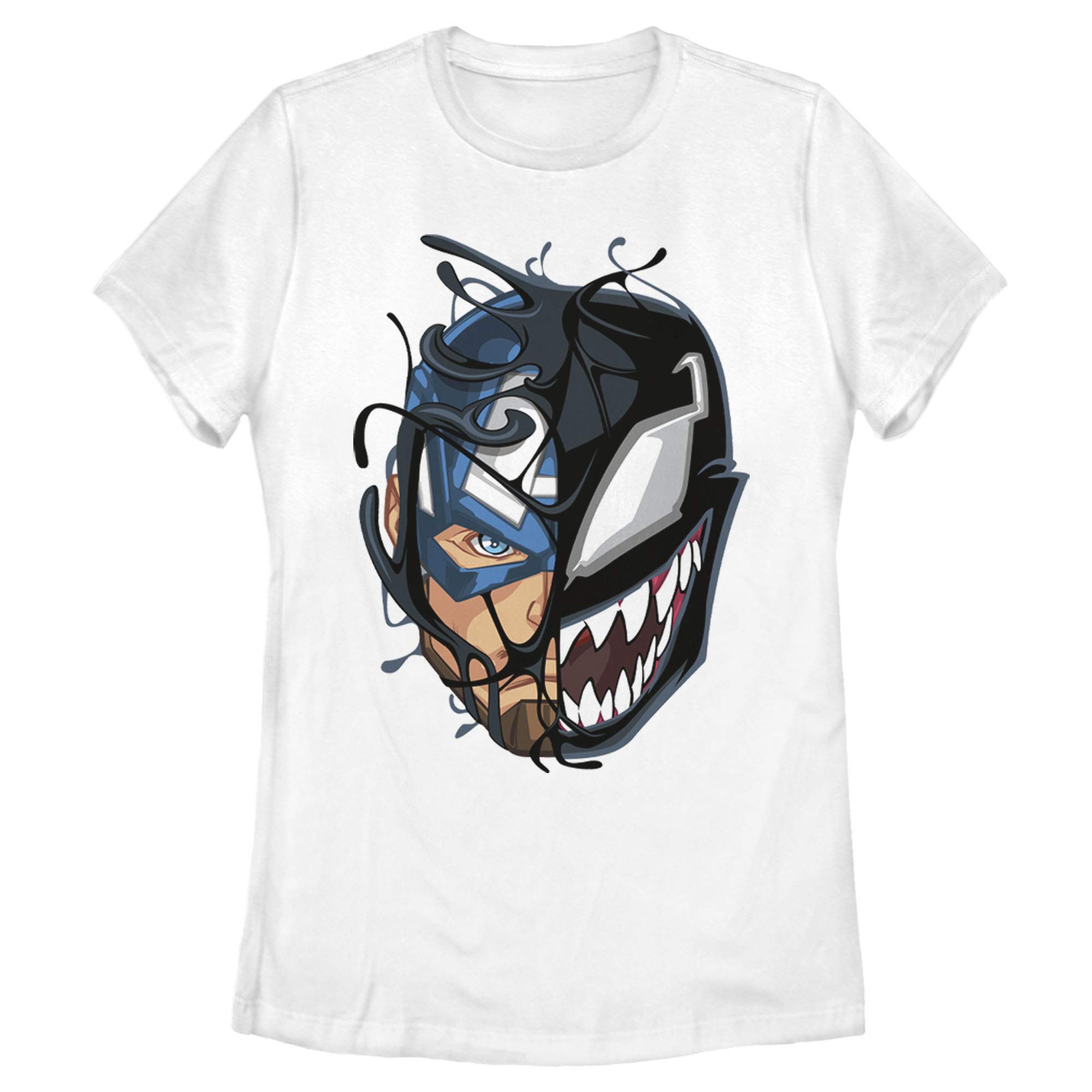 Marvel Women's Captain America Venom Graphic T-Shirt | Superhero Comic Tee for Women | Casual Wear, Cosplay & Comic Con Outfits