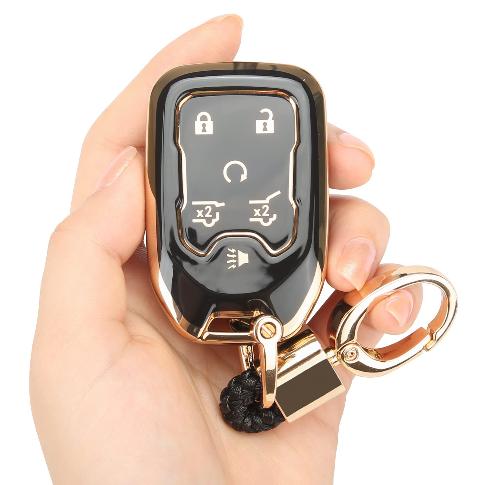 Premium TPU Key Fob Cover for GMC & Chevrolet - Soft Protective Case with Stylish Keychain for Acadia, Terrain, Yukon, Suburban, Tahoe | Durable Car Key Protector for Everyday Use & Travel