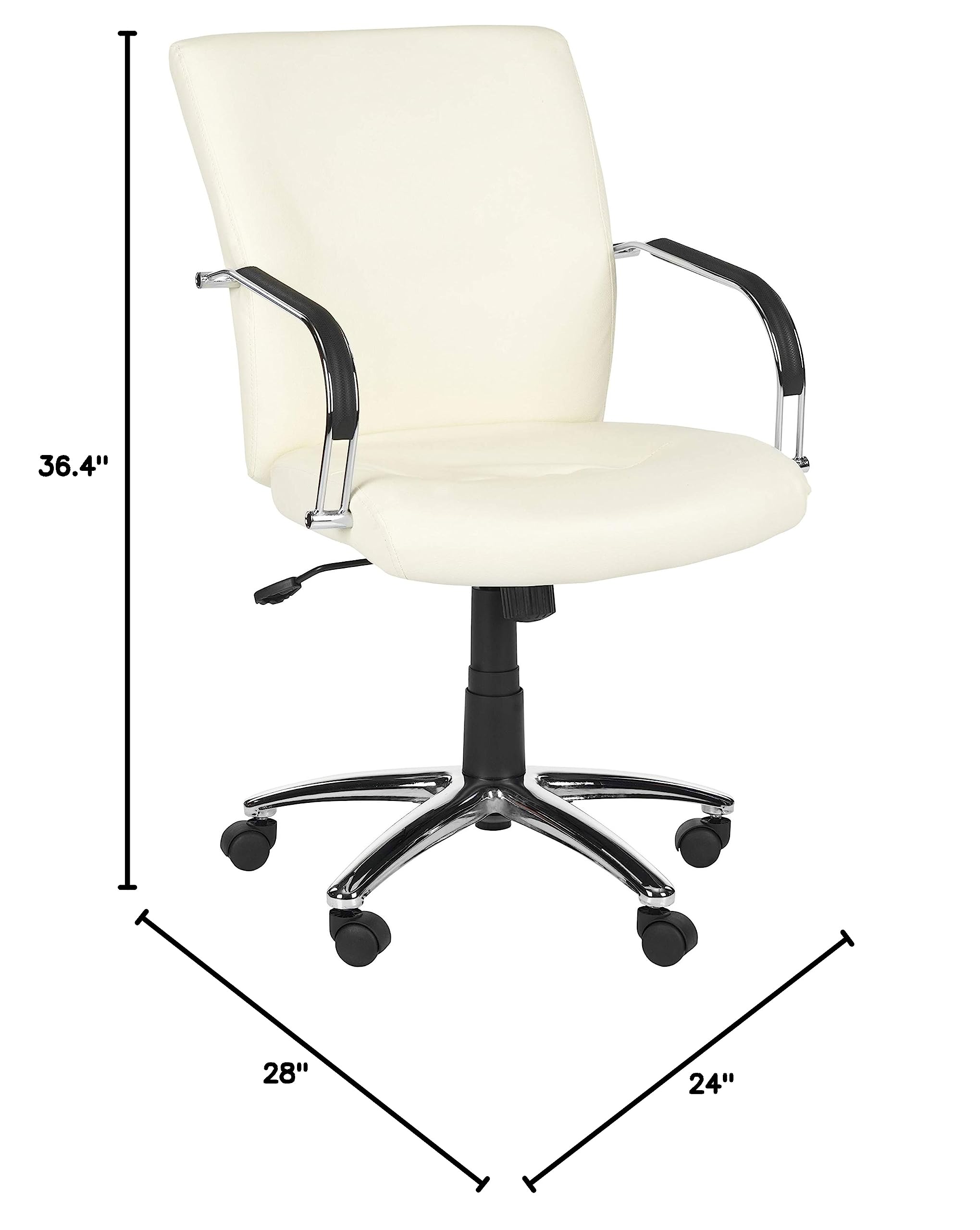 SAFAVIEH Lysette Cream Office Desk Chair - Ergonomic Rolling Swivel Chair for Home Office, Study, or Workspace - Modern Cream Upholstered Computer Chair with Wheels