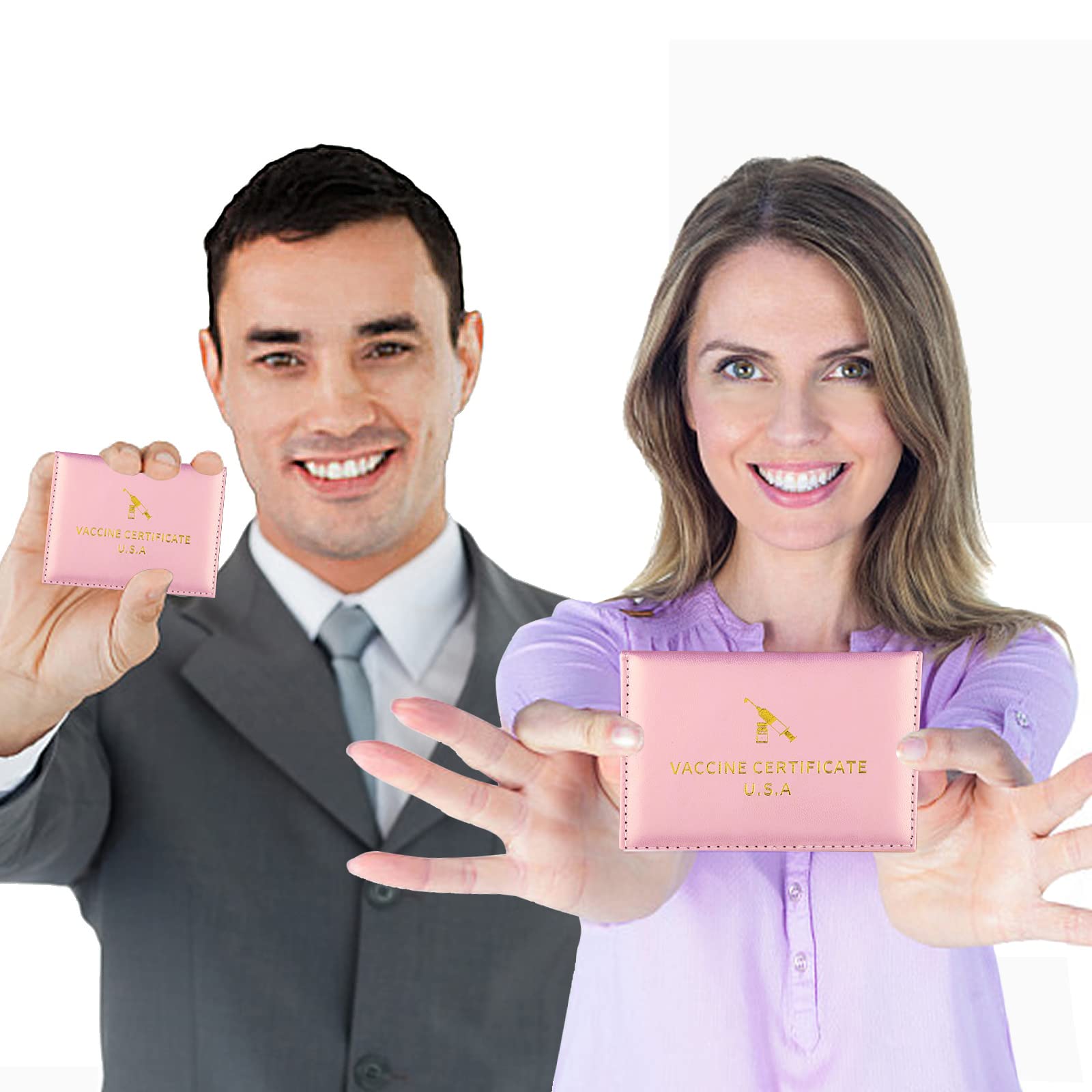 2 Pack Waterproof PU Leather Vaccine Card Holder - COVID Vaccination Card Protector & Business Card Wallet (4