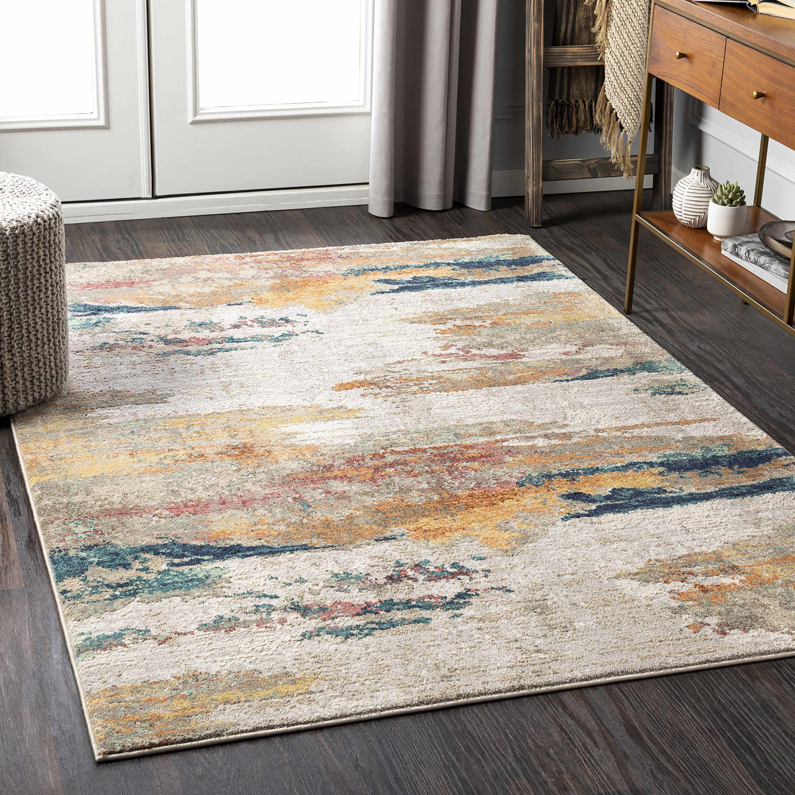 Hauteloom Pearces Soft Plush High Pile Area Rug 2' x 3' - Beige & Gray Shaggy Carpet for Living Room, Bedroom, Nursery - Cozy Floor Mat for Home Decor, Kids Play Area & Pet-Friendly Space