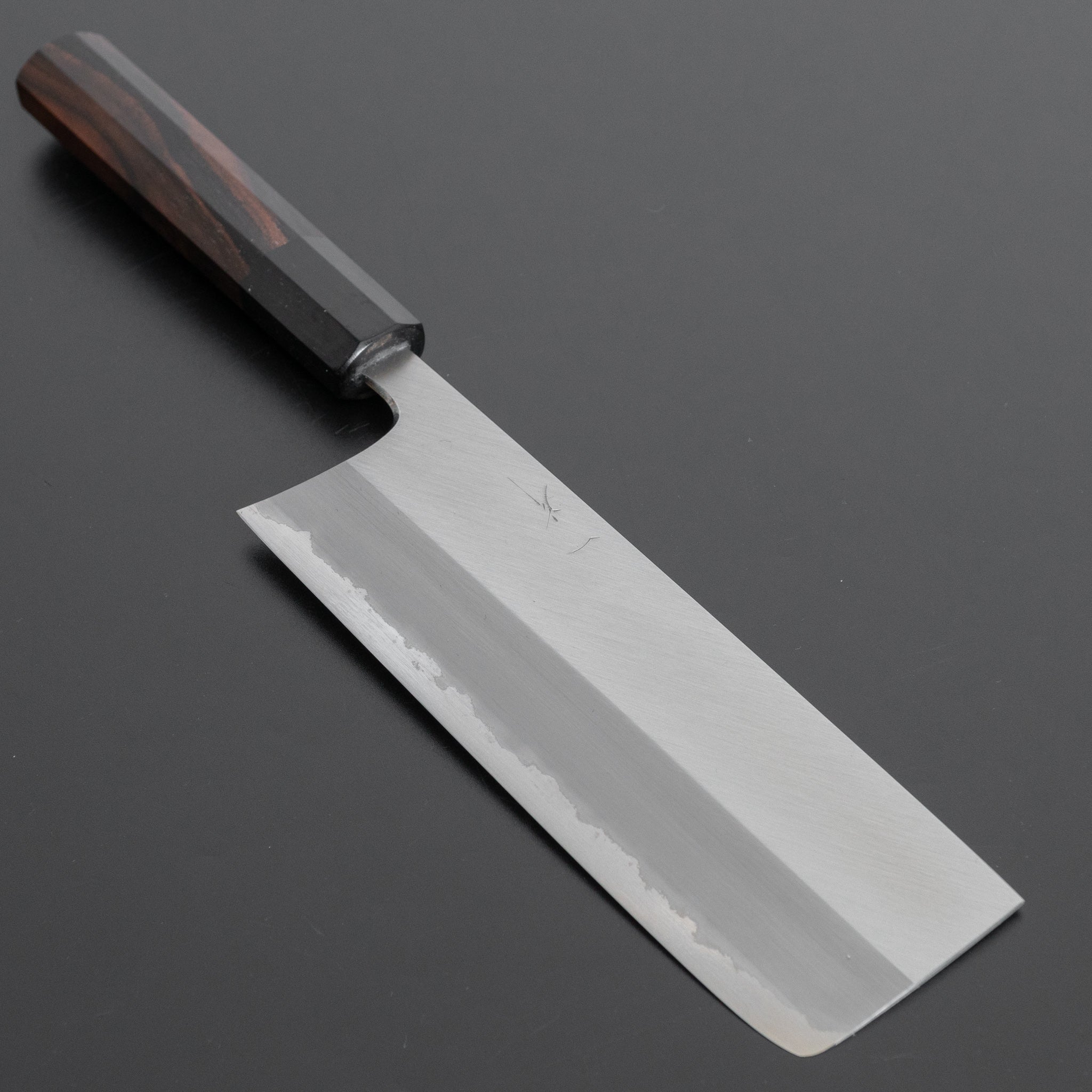 Hitohira Togashi White #1 Stainless Clad Migaki Nakiri 180mm Japanese Chef Knife with Taihei Makassar Ebony Handle - Perfect for Precision Vegetable Cutting & Slicing in Professional Kitchens & Home Cooking