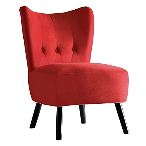 Pemberly Row Velvet Upholstered Accent Chair - Red Velvet Living Room Chair for Home Decor, Reading Nook & Bedroom Sitting