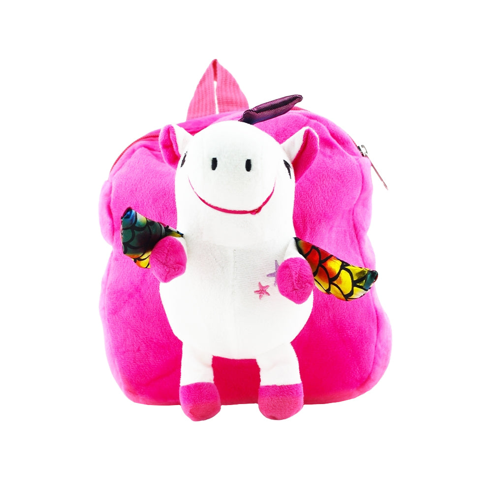 3D Mini Plush Unicorn Backpack in Fuchsia - Cute School Bag for Kids & Teens, Perfect for School, Travel, and Daily Use