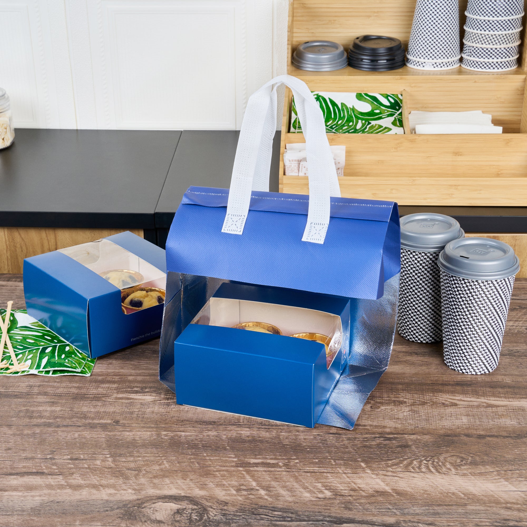 Premium Blue Insulated Takeout Food Delivery Bags - Tamper Evident, 9.5