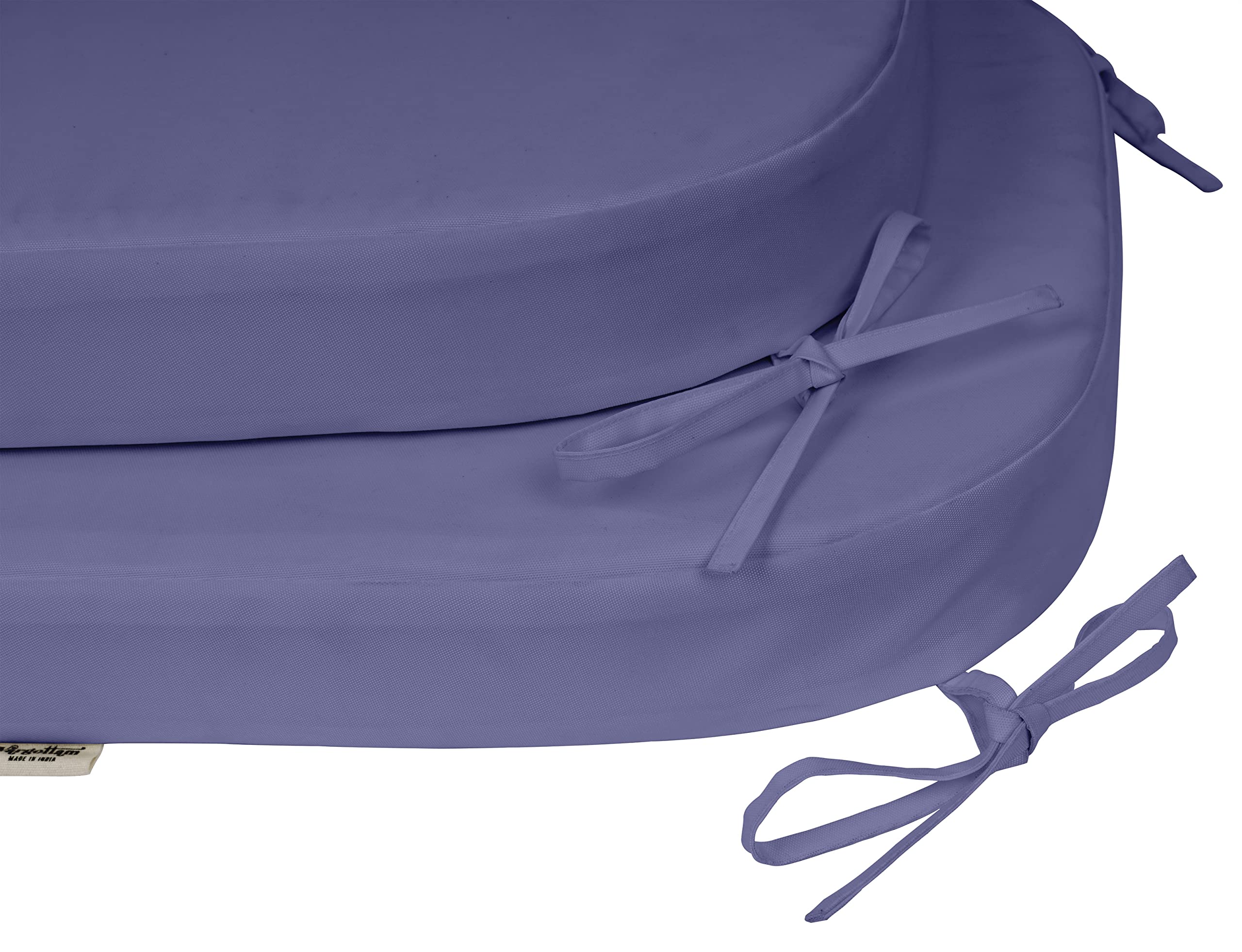 Premium Indoor/Outdoor Chair Cushions Set of 2 - 16x18 Inch Rounded Back Patio Seat Cushions with Ties for Garden, Deck & Poolside Furniture - Water-Resistant & Comfortable Purple Cushions for Lounge Chairs, Dining Chairs & Outdoor Seating