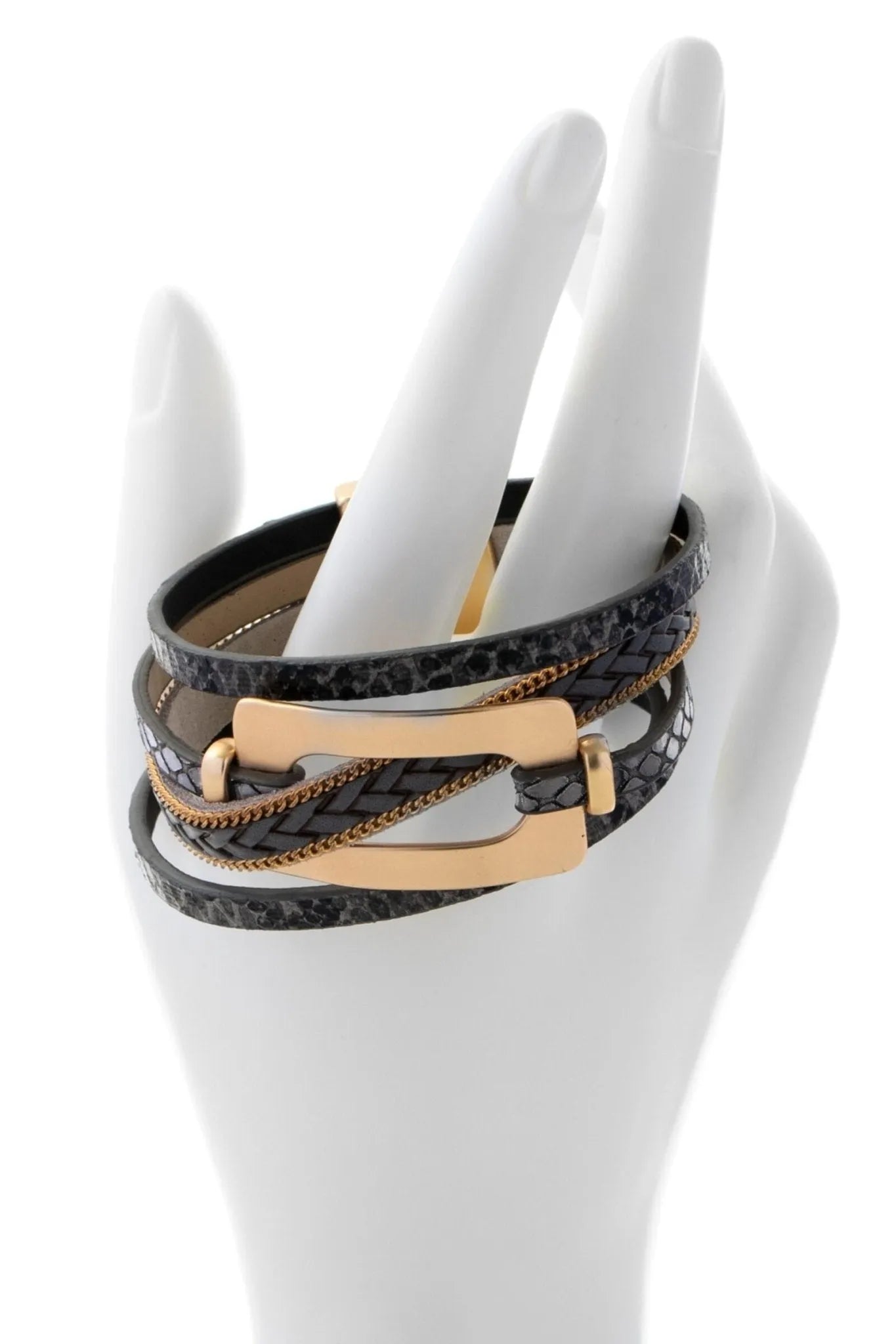 Vegan Leather Buckle Bracelet for Women - Adjustable Stylish Wristband - Perfect for Casual Wear, Office & Date Night